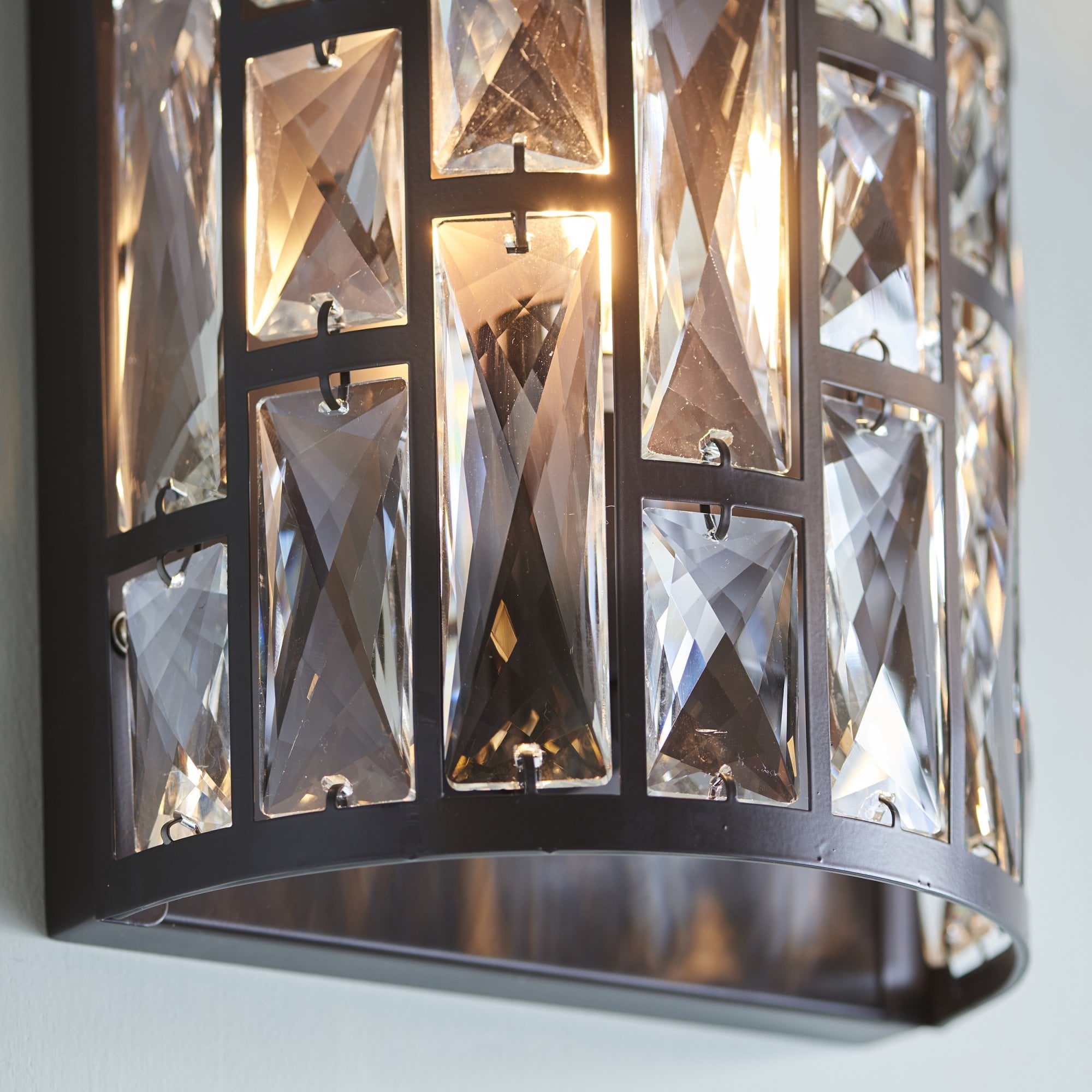 Endon Belle Single Wall Light - Dark Bronze & Clear Crystal Glass