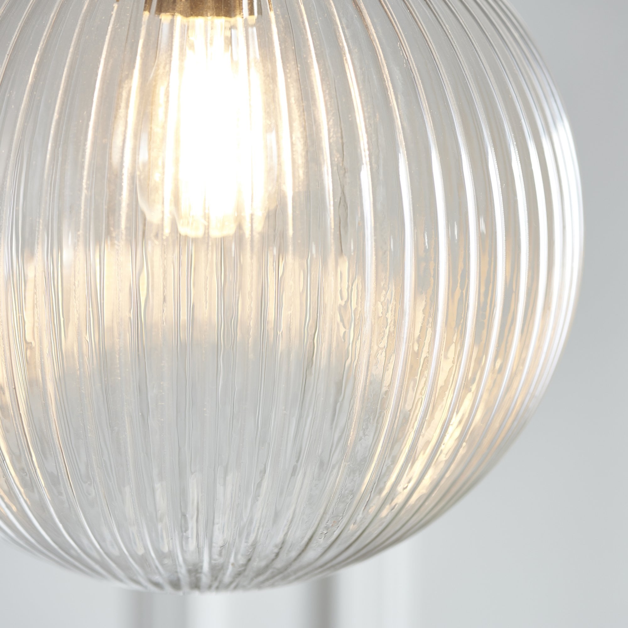 Endon Brydon Single Light Pendant 250mm - Antique Brass Plate & Clear Ribbed Glass