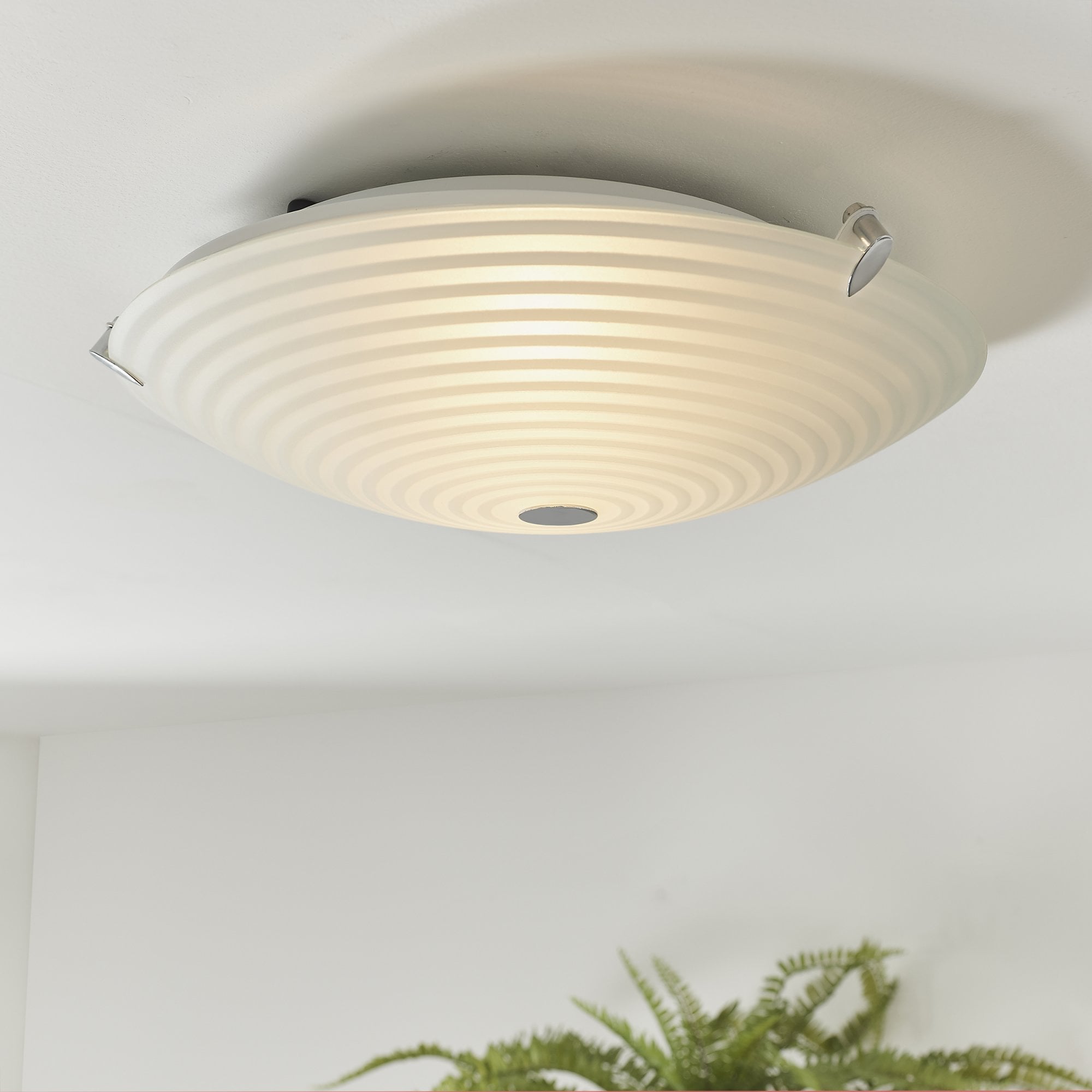 Endon Roundel 2 Light Flush Fitting - Frosted/Clear Glass & Chrome Plate