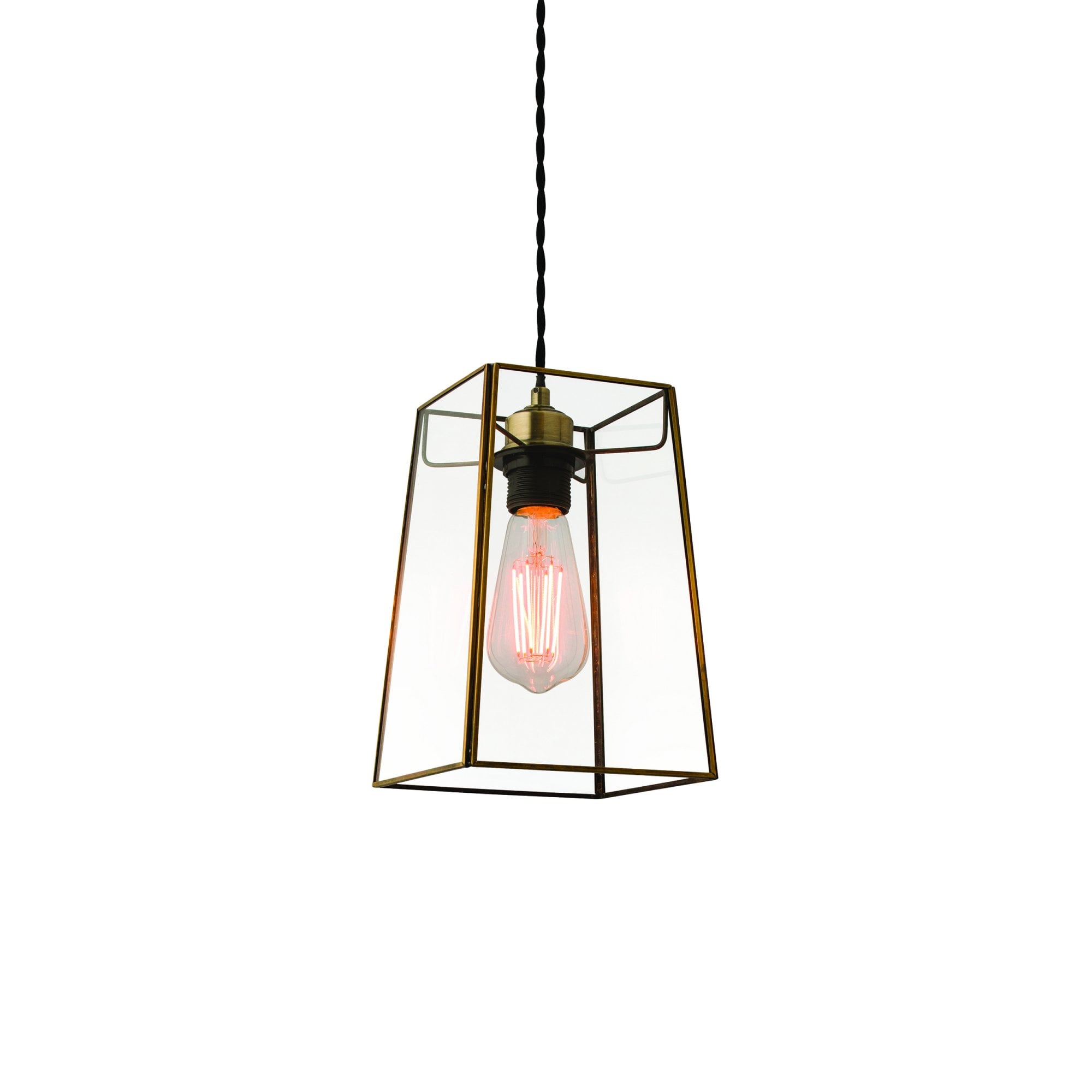 Endon Beaumont Single Light Pendant Shade - Clear Glass & Antique Brass Plate 15.5cm - Shade Only