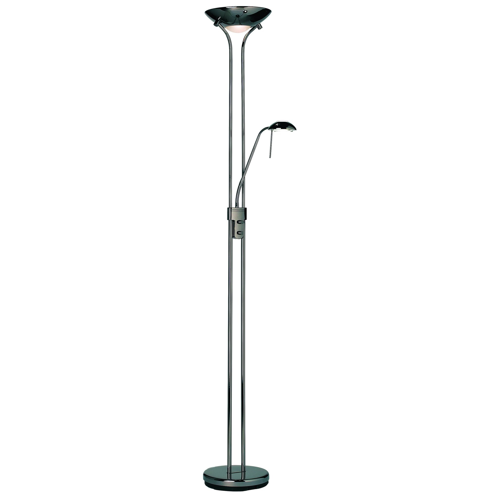 Endon Rome Single Light Floor Lamp - Black Chrome Plate & Opal Glass