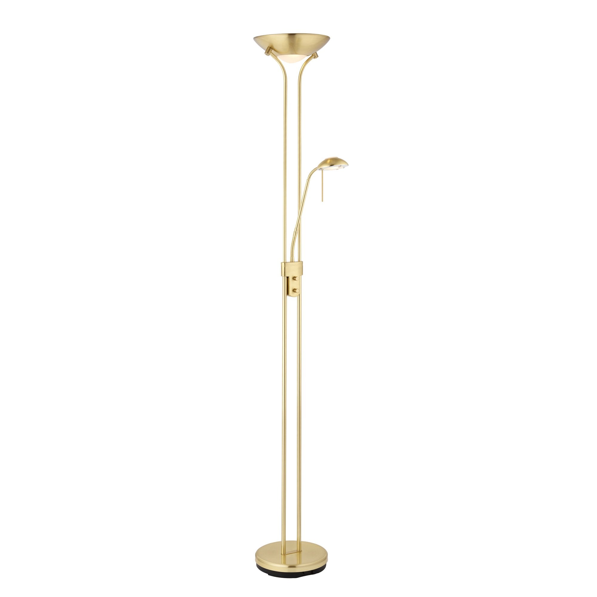 Endon Rome Single Light Floor Lamp - Satin Brass Plate & Opal Glass