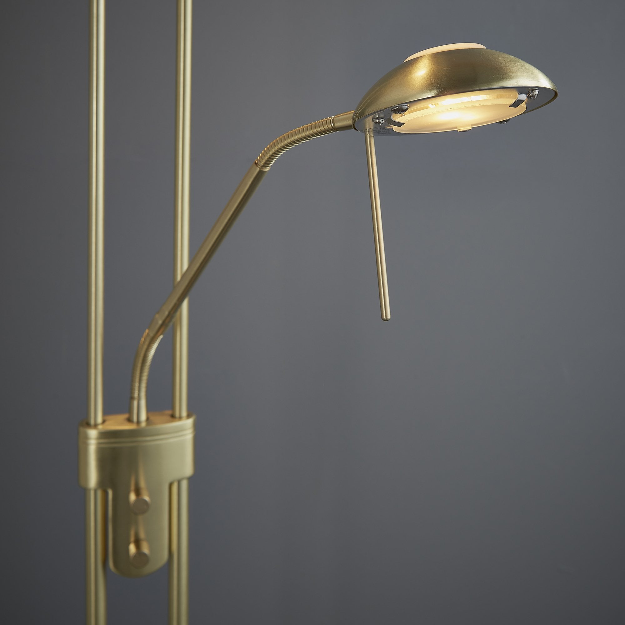 Endon Rome Single Light Floor Lamp - Satin Brass Plate & Opal Glass