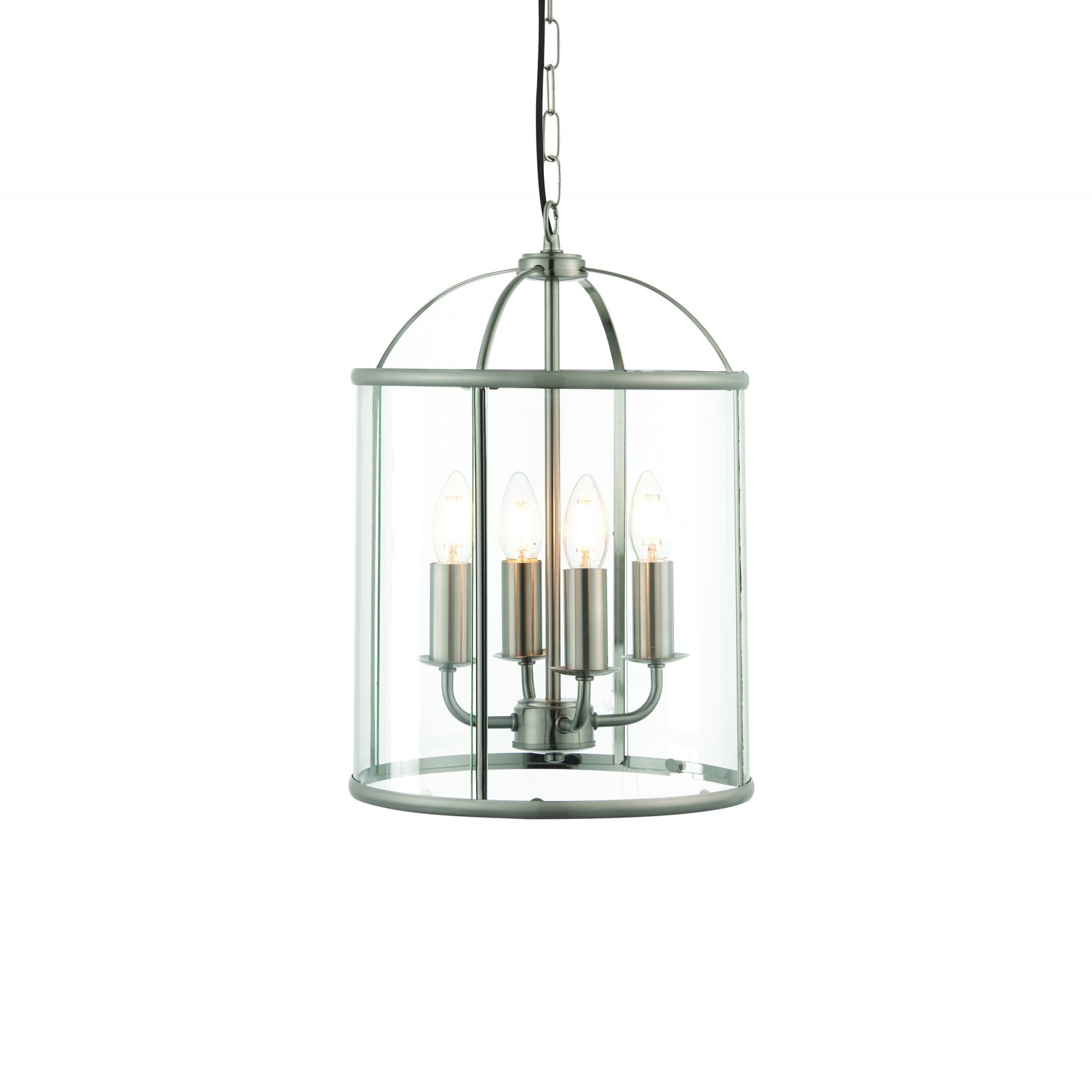 Endon Lambeth 4 Light Pendant - Satin Nickel Plate & Clear Glass