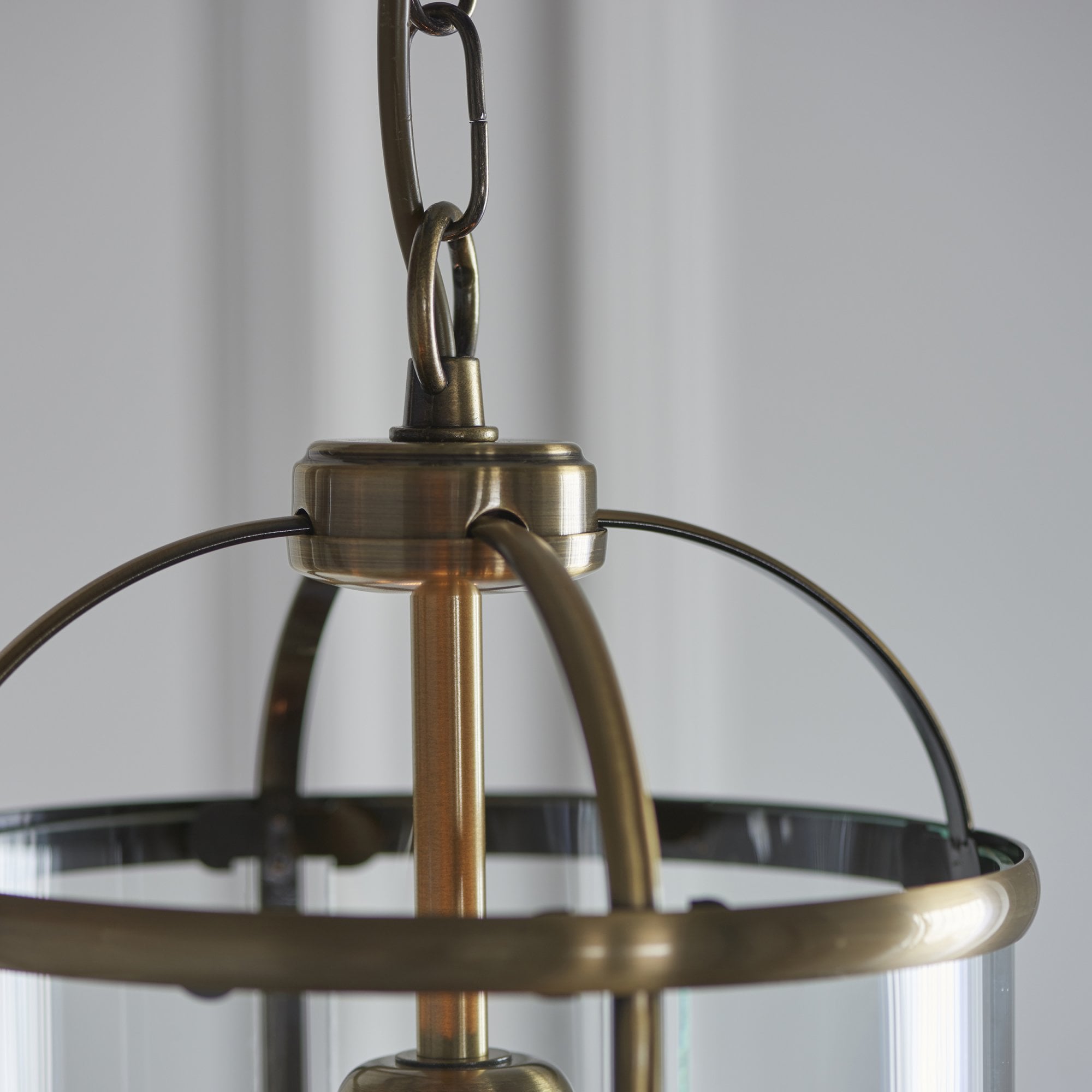 Endon Lambeth Single Light Pendant - Antique Brass Plate & Clear Glass
