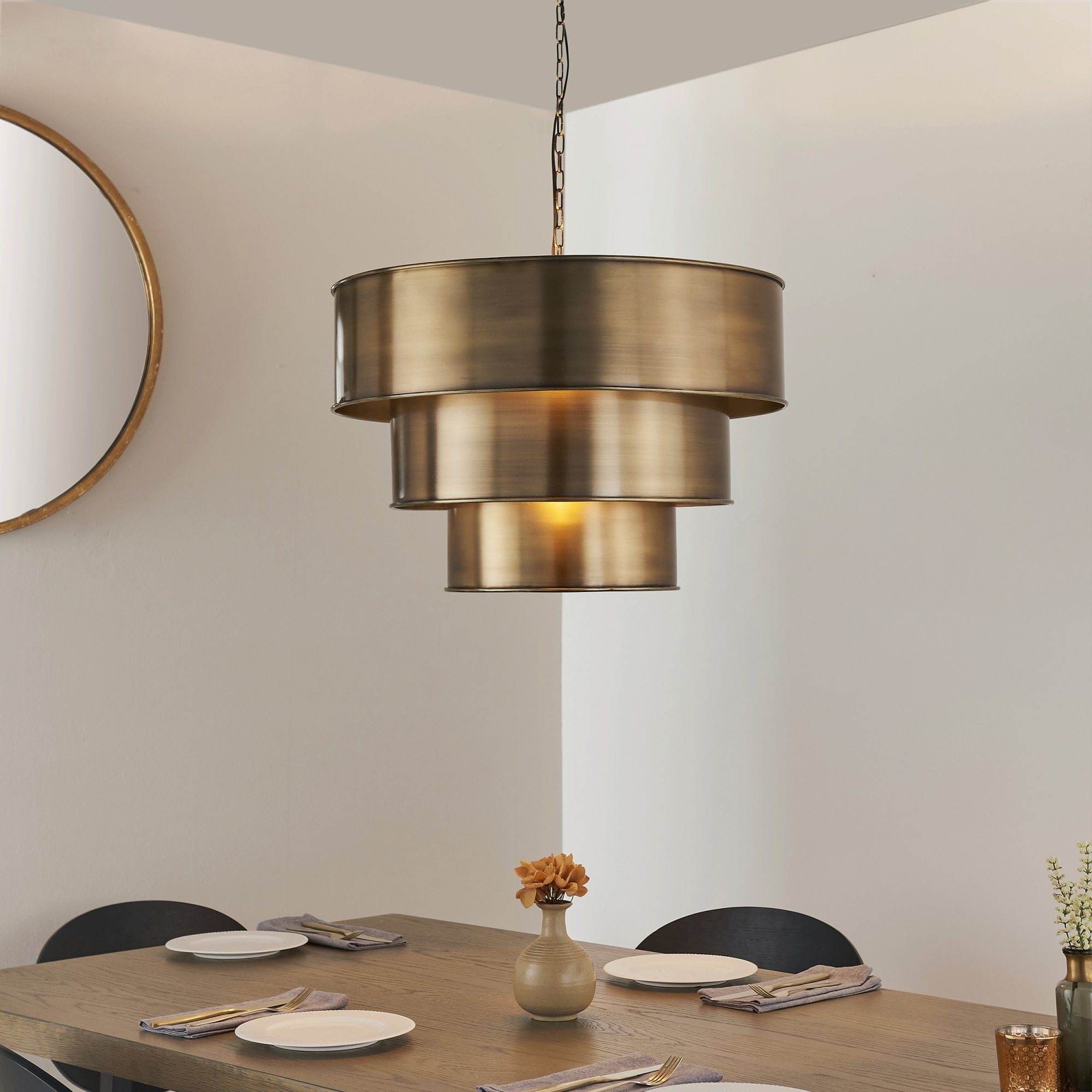 Endon Morad Single Light Pendant - Aged Brass Plate