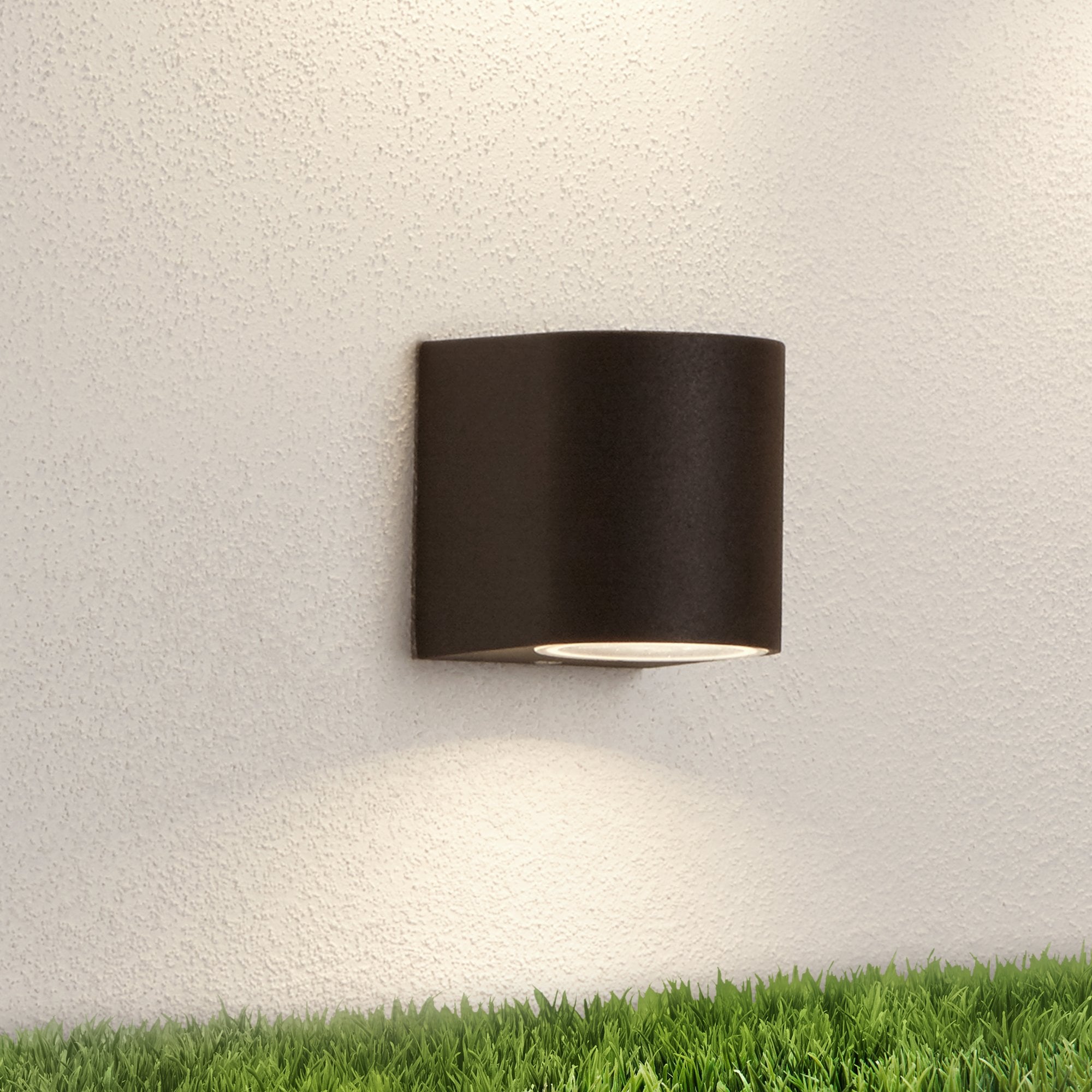 Searchlight Eaton Outdoor Wall Light - Black & Glass - IP44