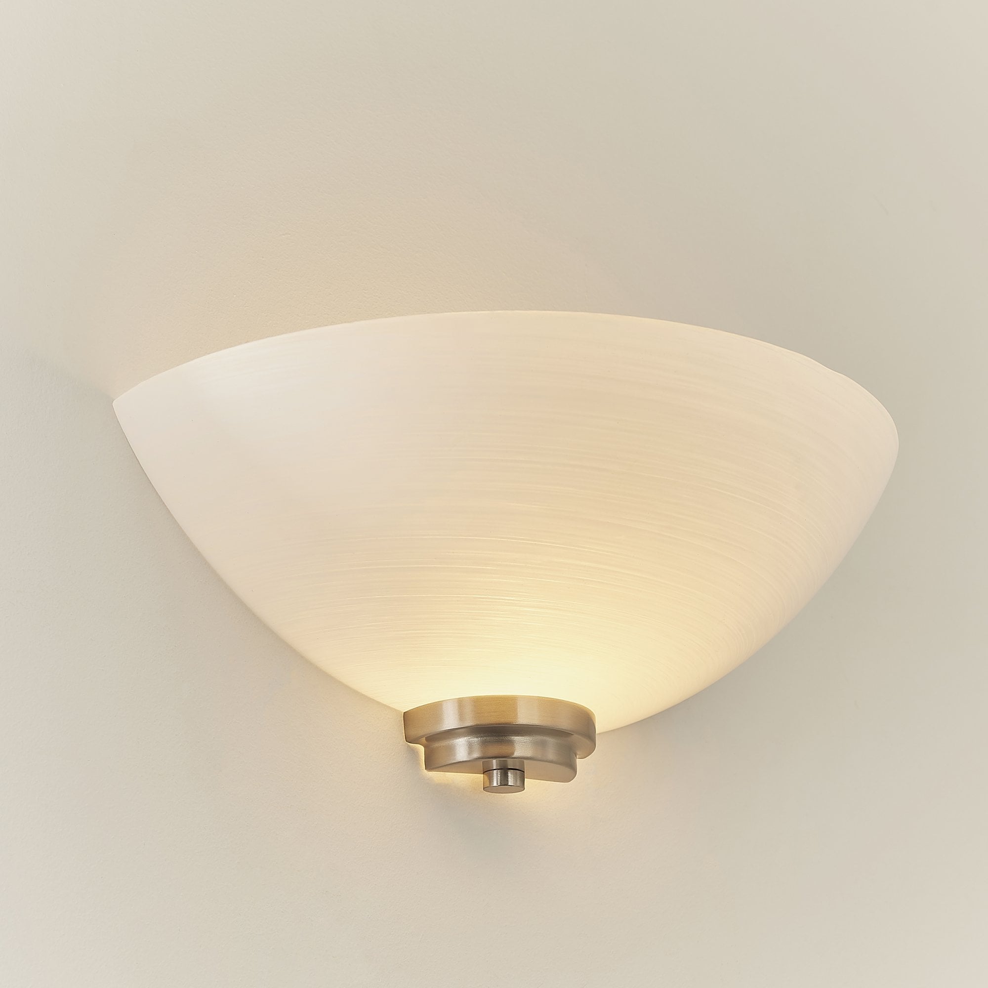 Endon Welles Single Light Wall Light - Satin Chrome Plate & White Glass