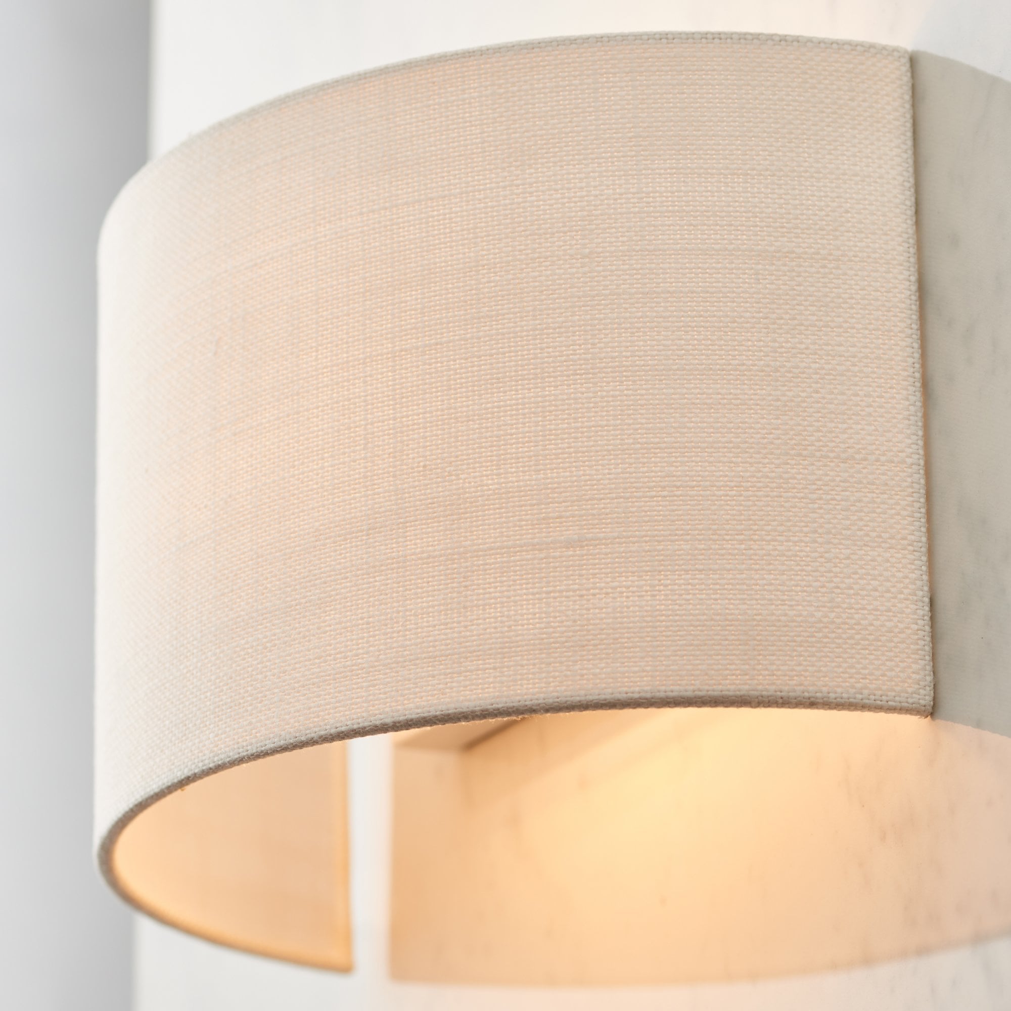Endon Obi Single Light Wall Light - Vintage White Linen & Vintage White Polyester Cotton