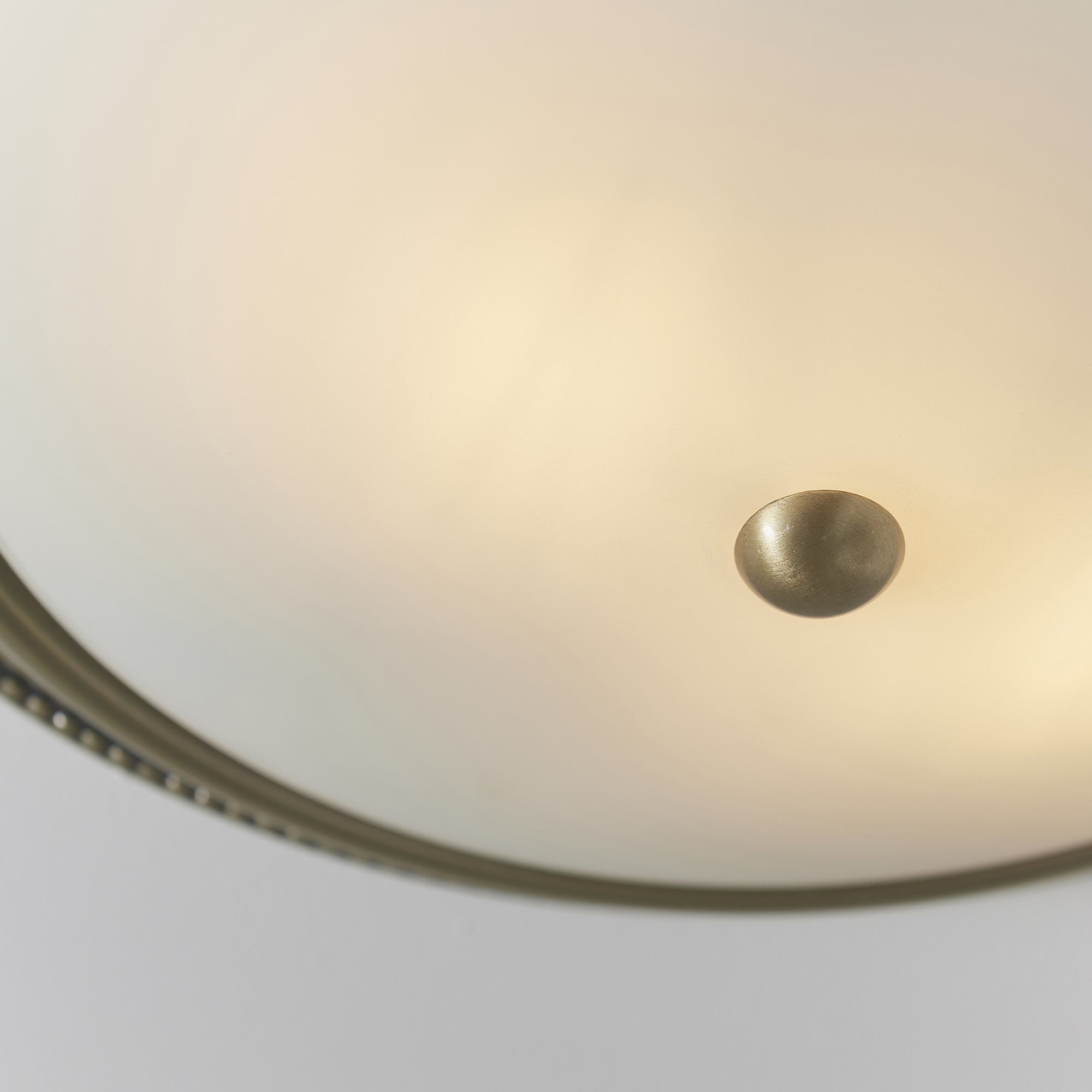 Endon Atlas 2 Light Flush Fitting - Antique Brass Plate & Frosted Glass