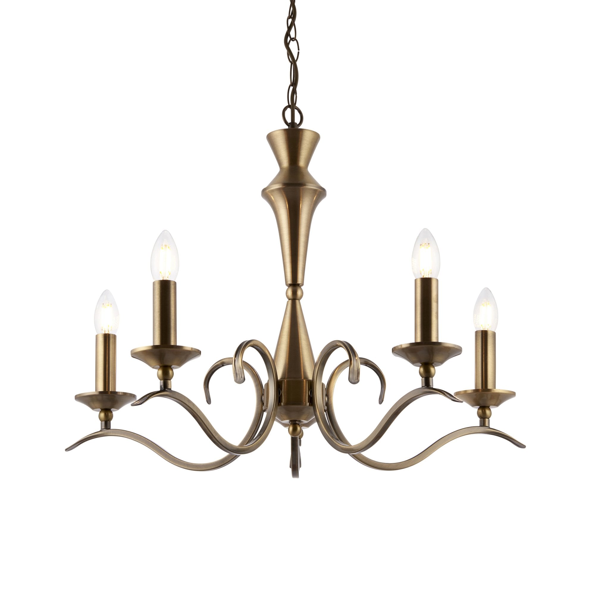 Endon Kora 5 Light Pendant - Antique Brass Plate