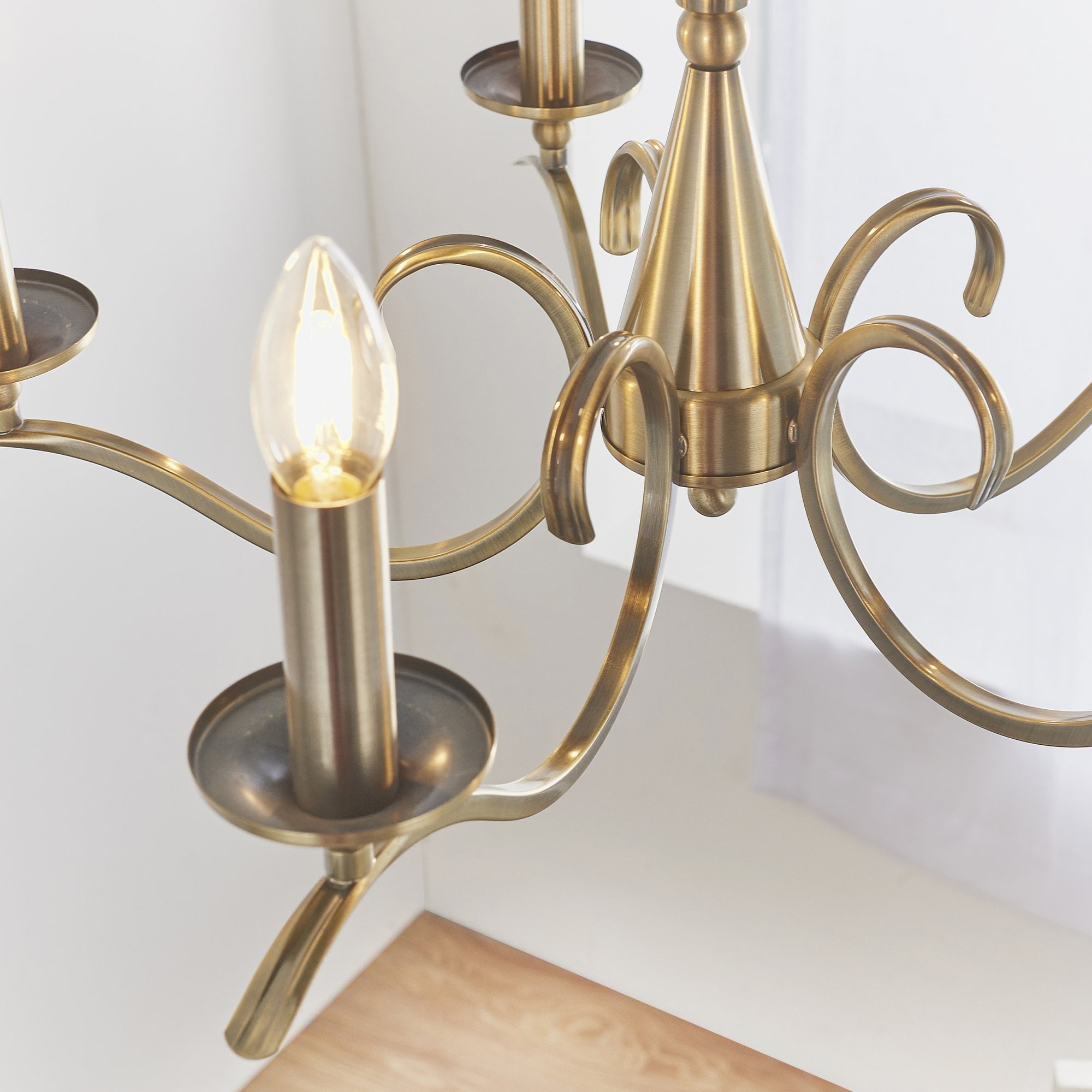 Endon Kora 5 Light Pendant - Antique Brass Plate