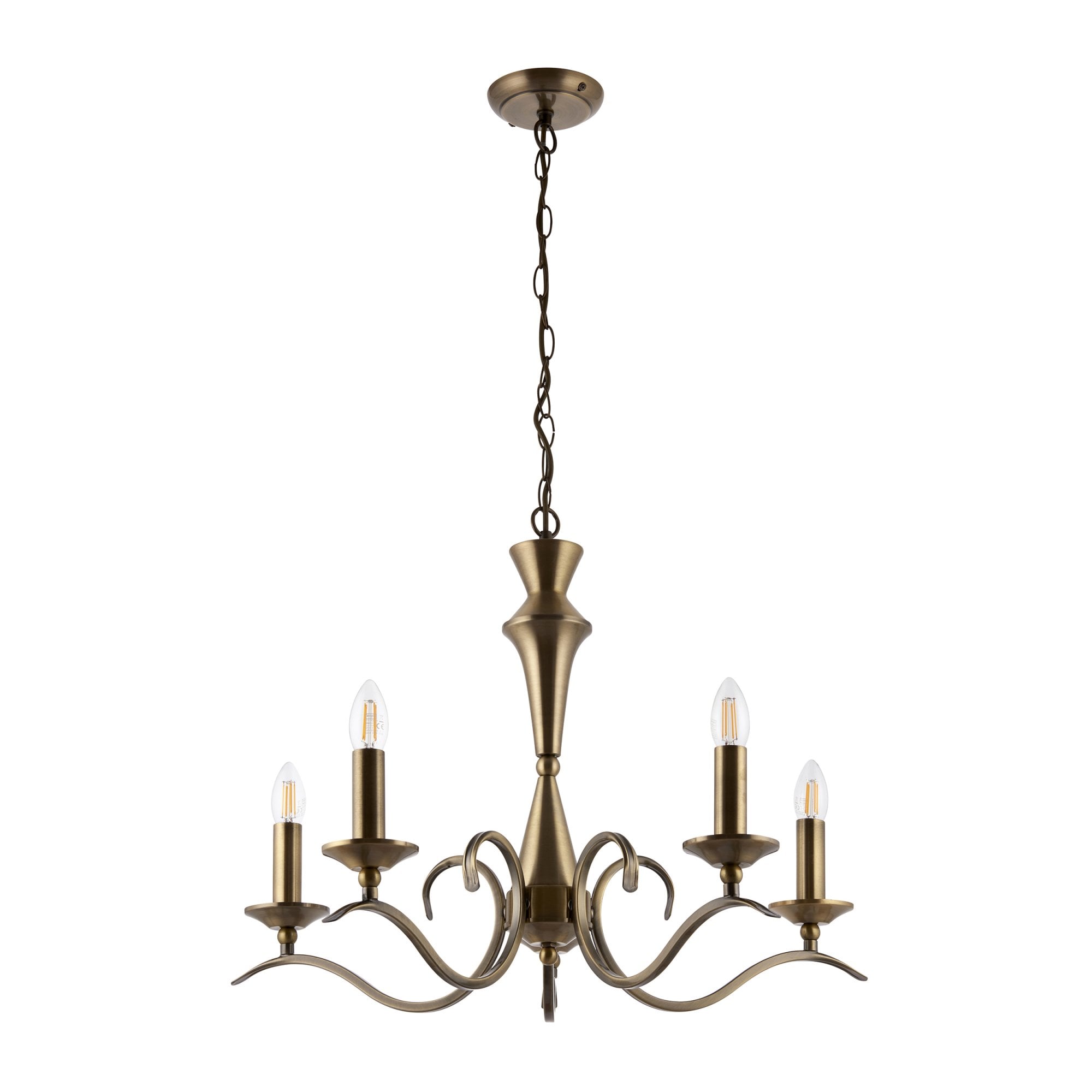 Endon Kora 5 Light Pendant - Antique Brass Plate