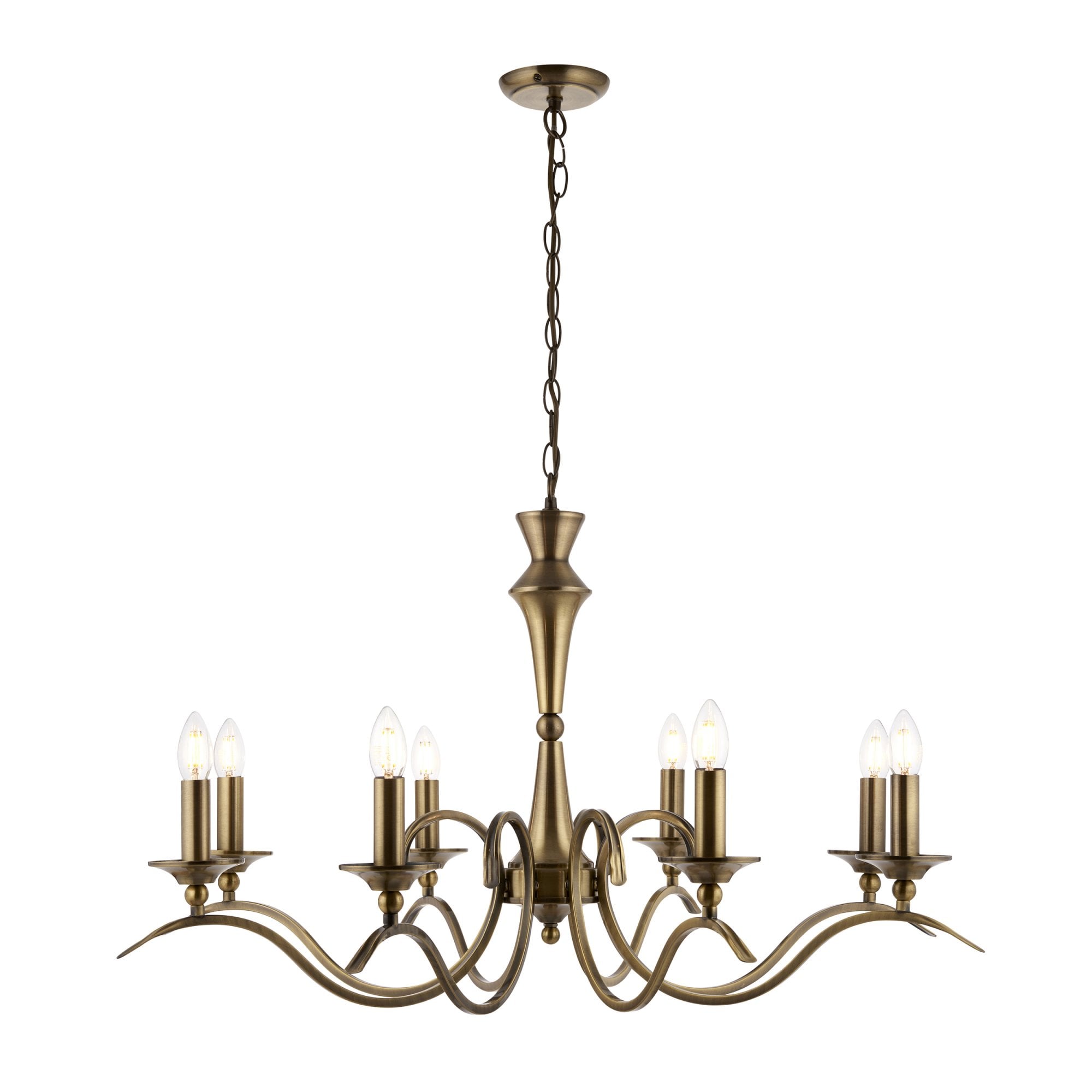 Endon Kora 8 Light Pendant - Antique Brass Plate