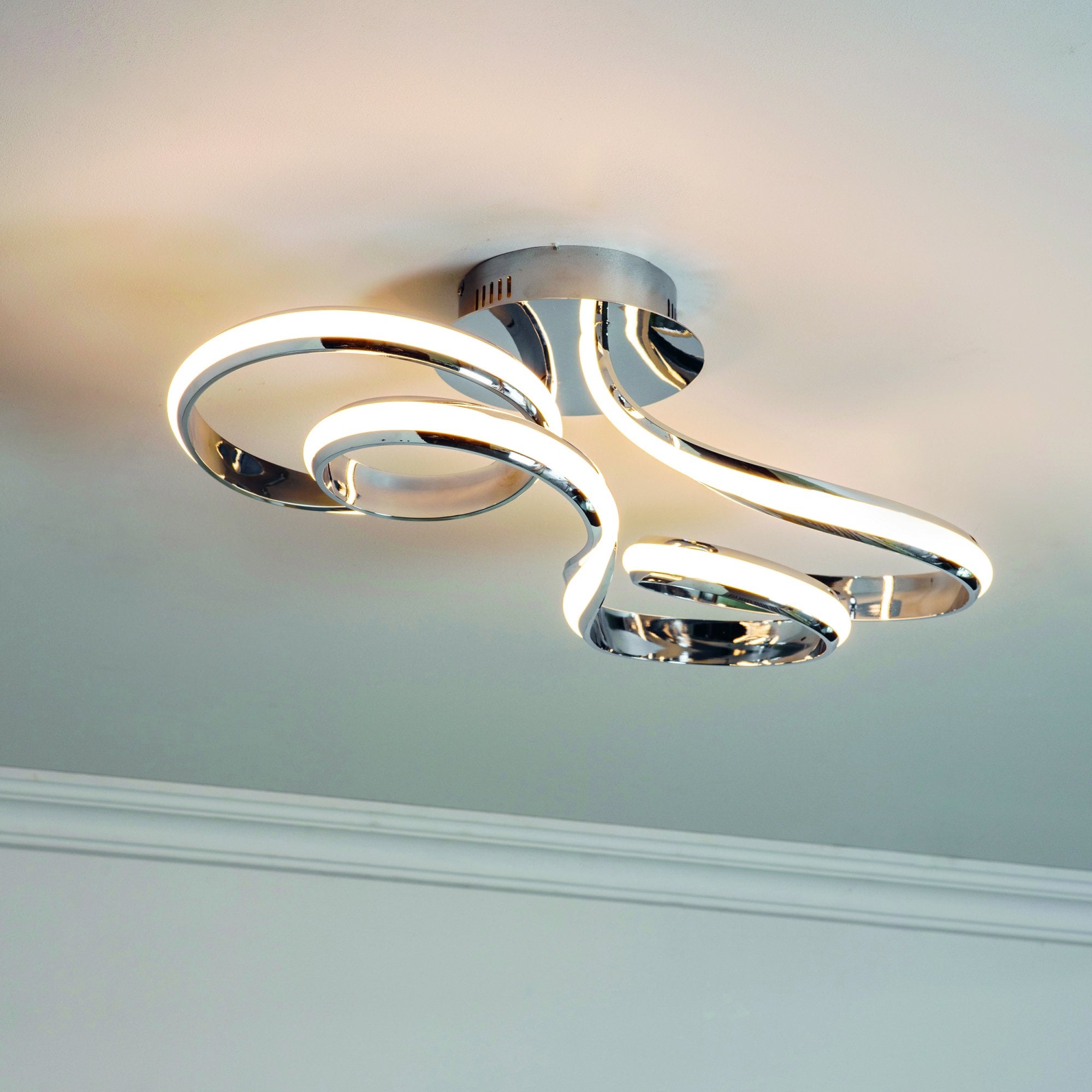 Endon Aria Single Linear Light Semi Flush Fitting - Chrome Plate