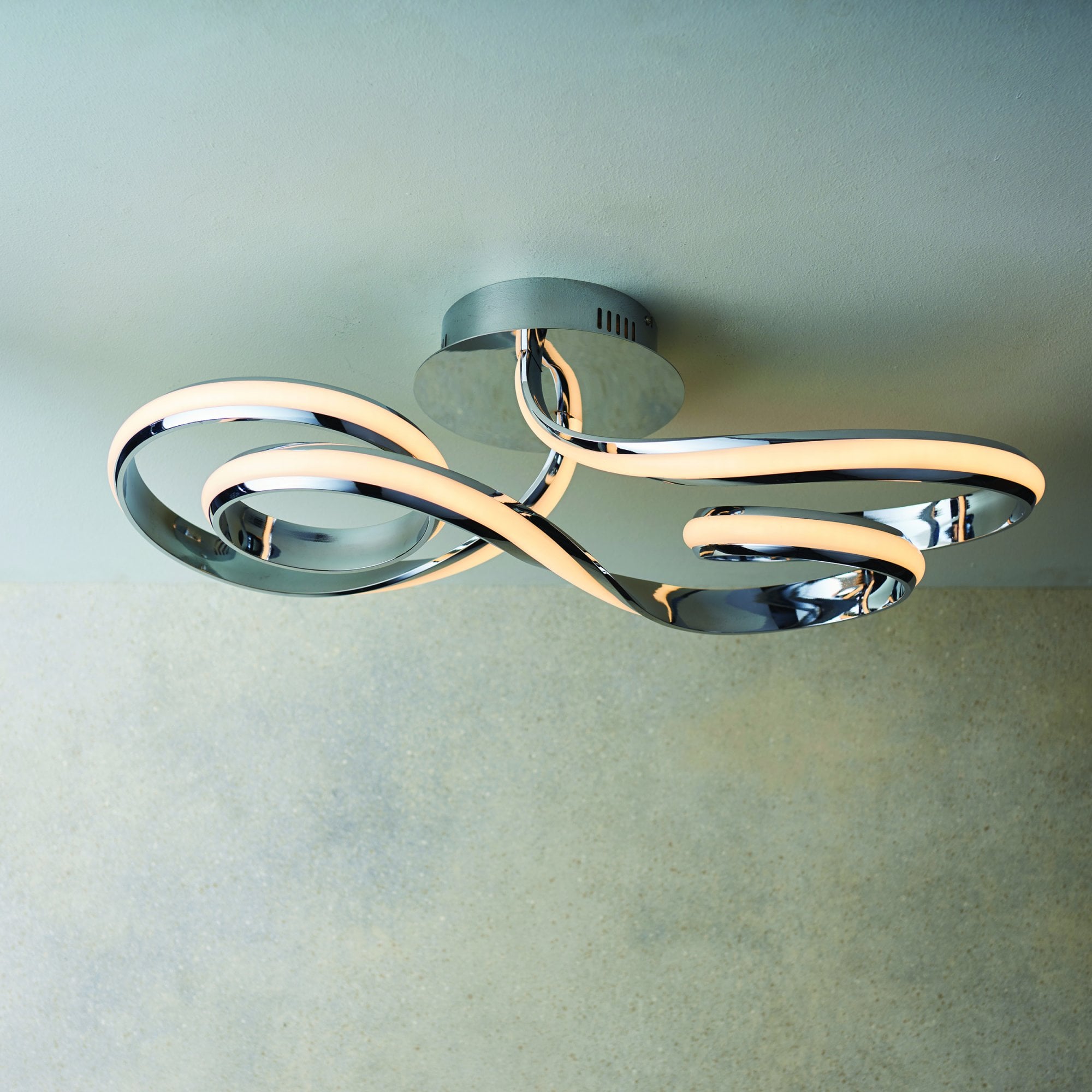 Endon Aria Single Linear Light Semi Flush Fitting - Chrome Plate