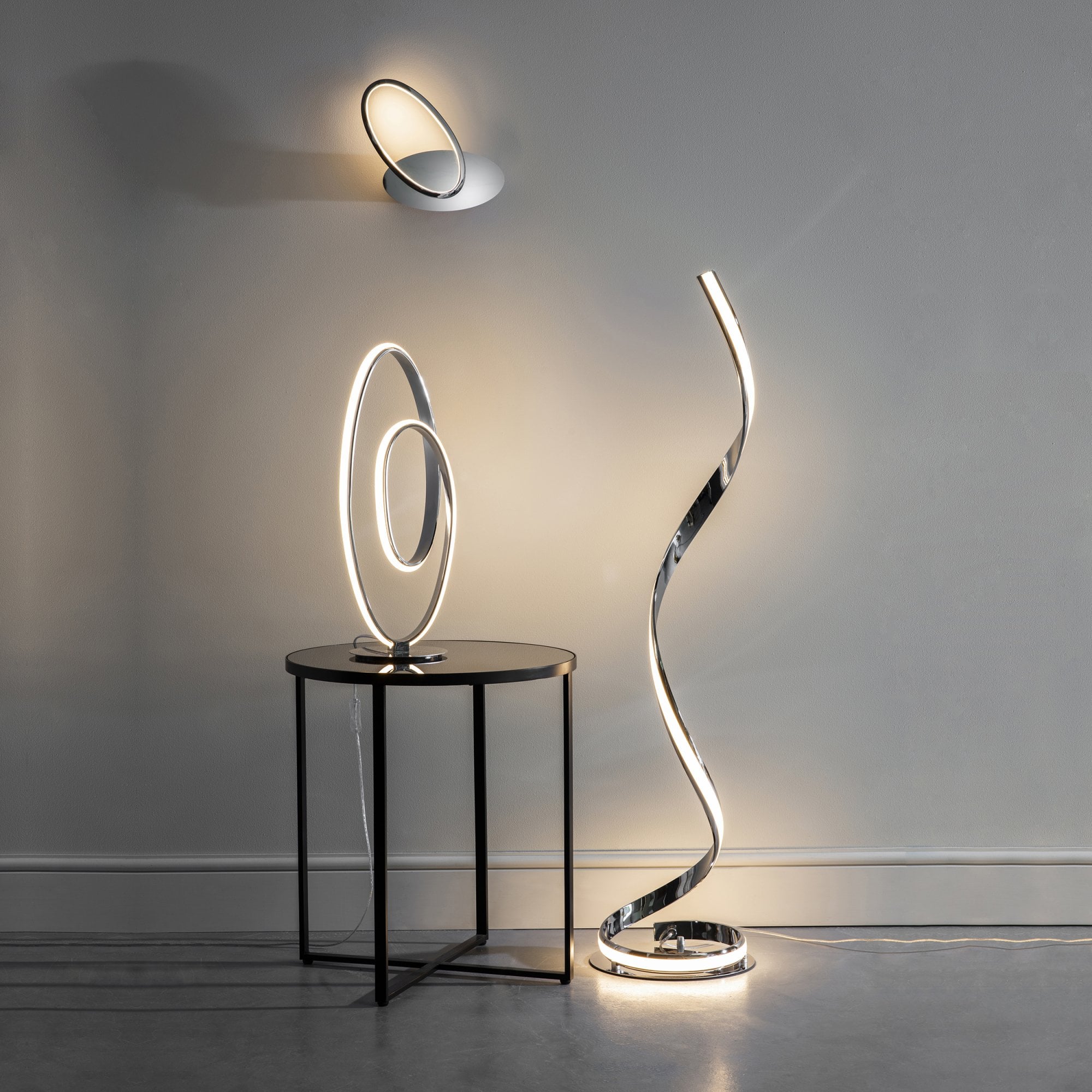 Endon Aria Floor Lamp - Chrome Plate & White Acrylic