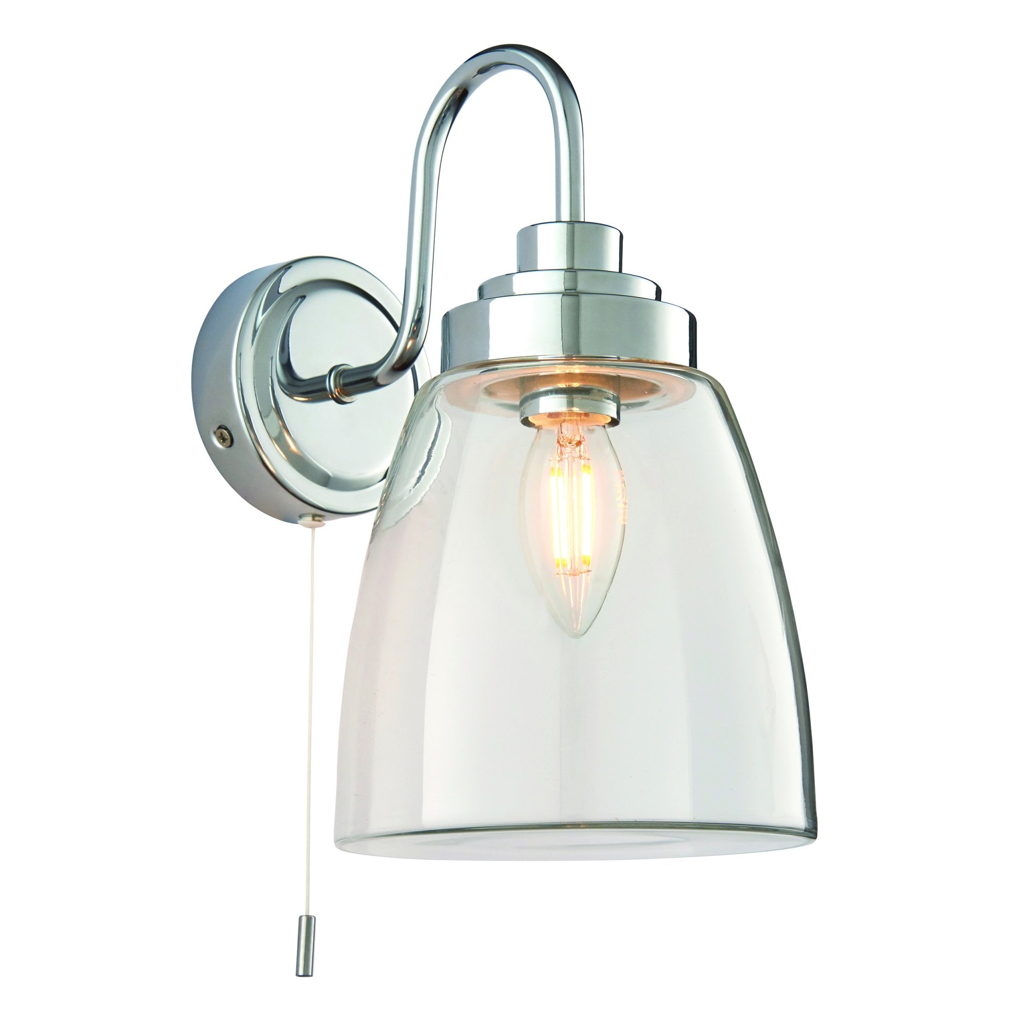 Endon Ashbury Single Light Wall Light - Clear Glass & Chrome Plate