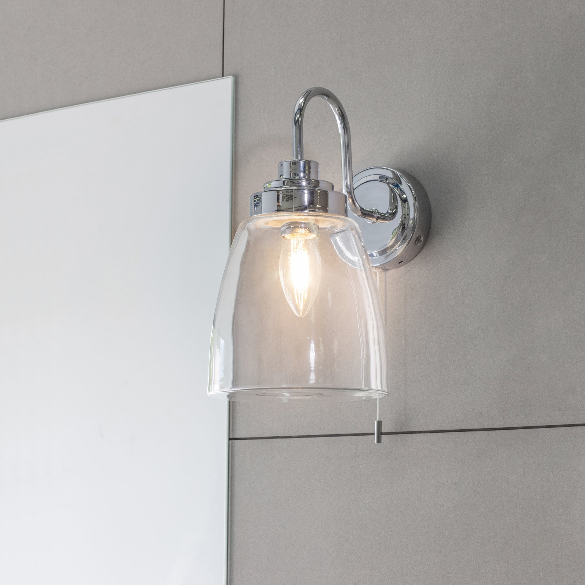 Endon Ashbury Single Light Wall Light - Clear Glass & Chrome Plate