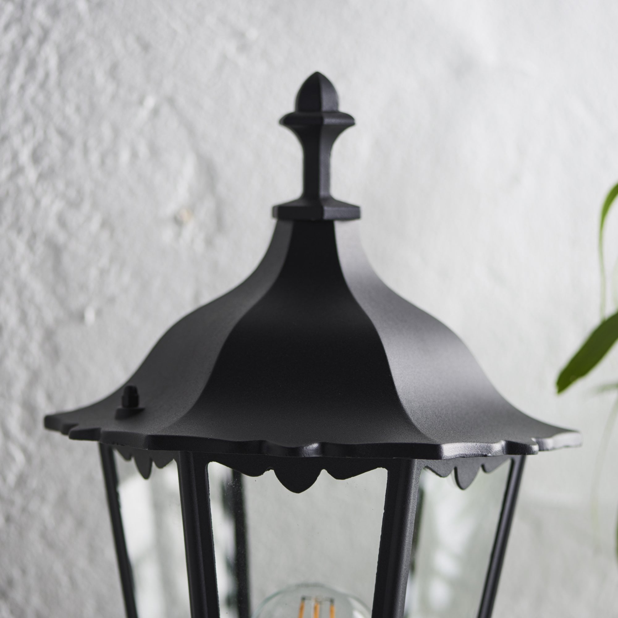 Endon Burford Single Light Wall Light - Matt Black & Clear Glass
