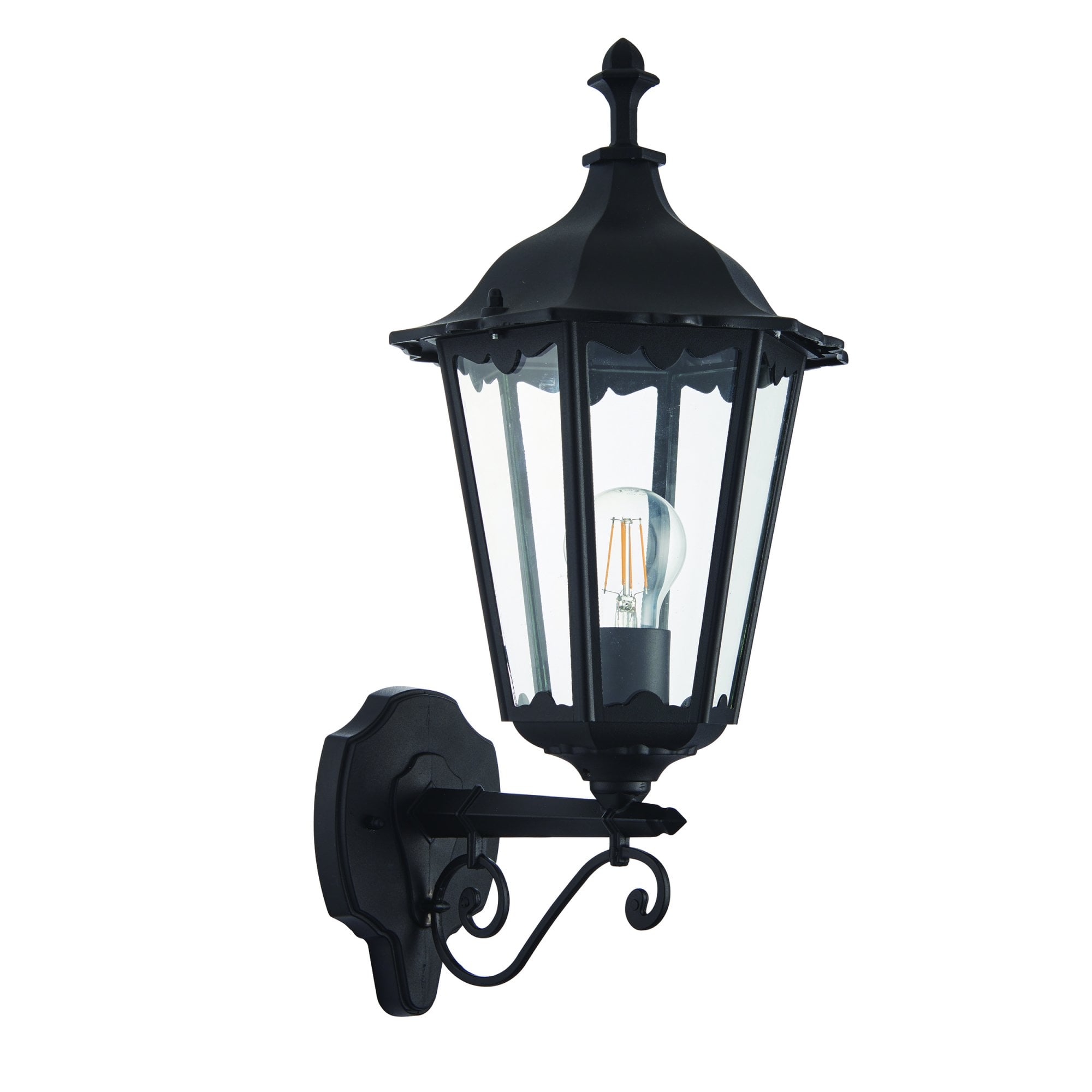 Endon Burford Single Light Wall Light - Matt Black & Clear Glass