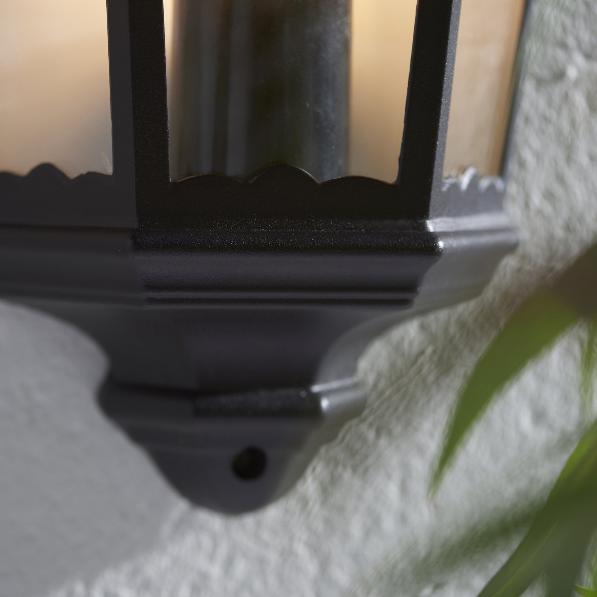 Endon Burford Single Light Wall Half Lantern - Matt Black & Clear Glass