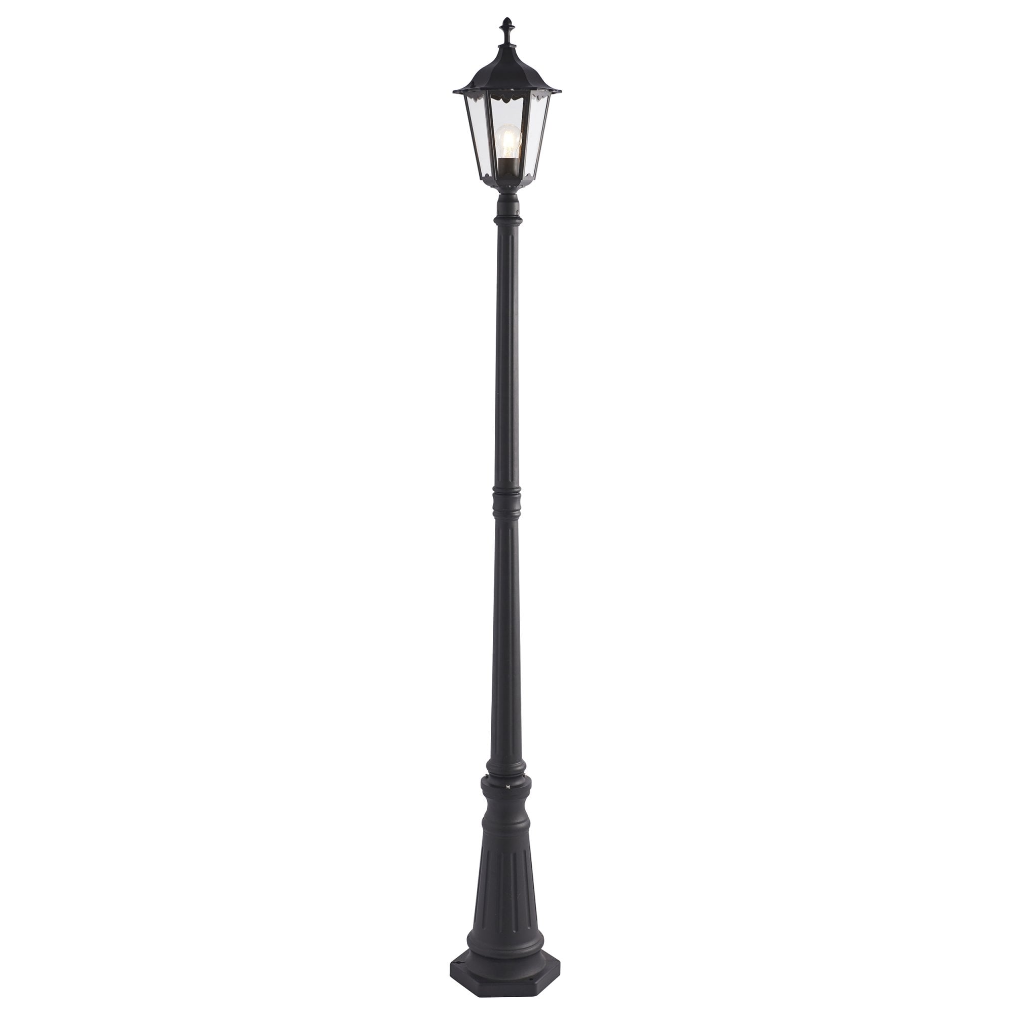 Endon Burford Single Light Lamp Post - Matt Black & Clear Glass