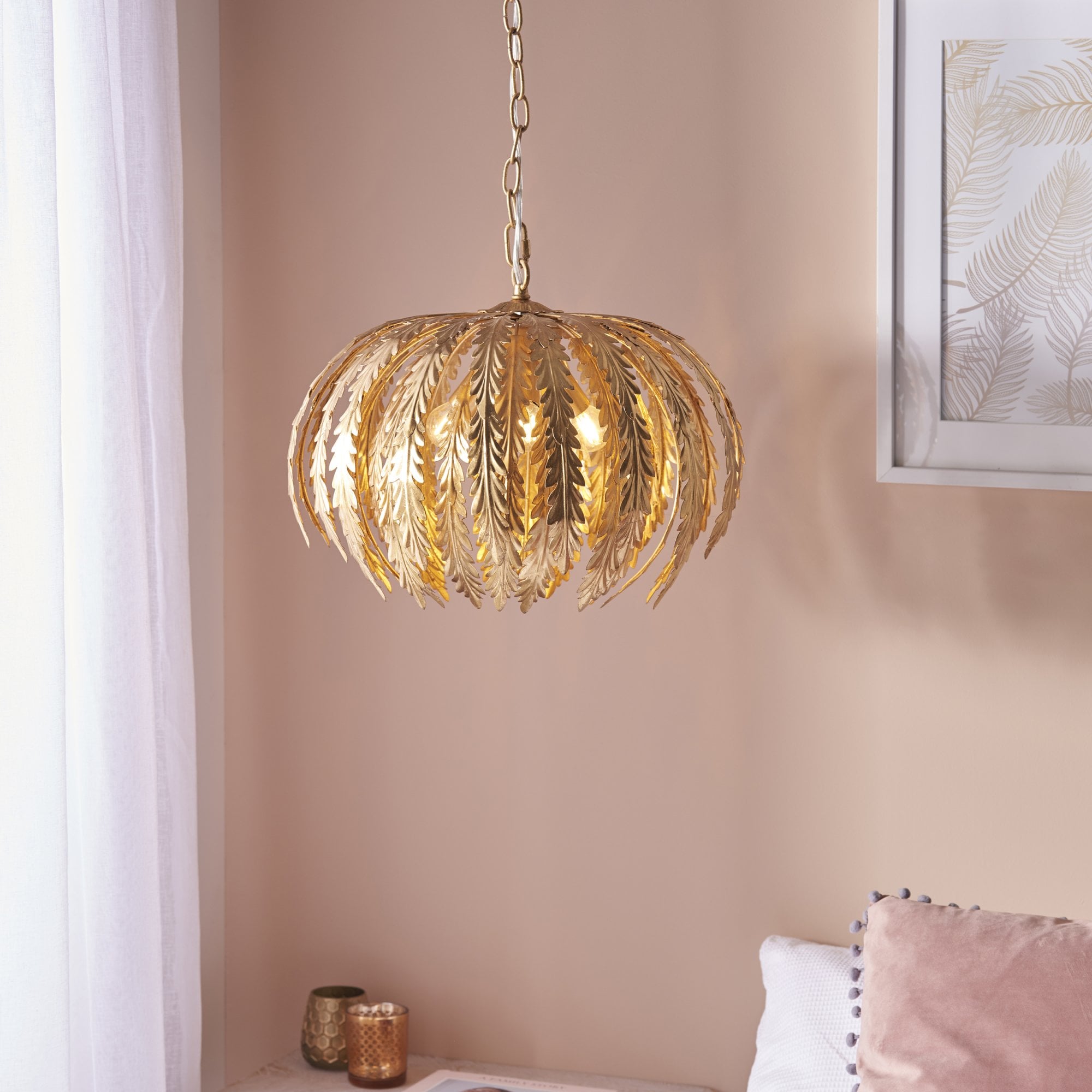 Endon Delphine 3 Light Pendant - Gold Effect Paint