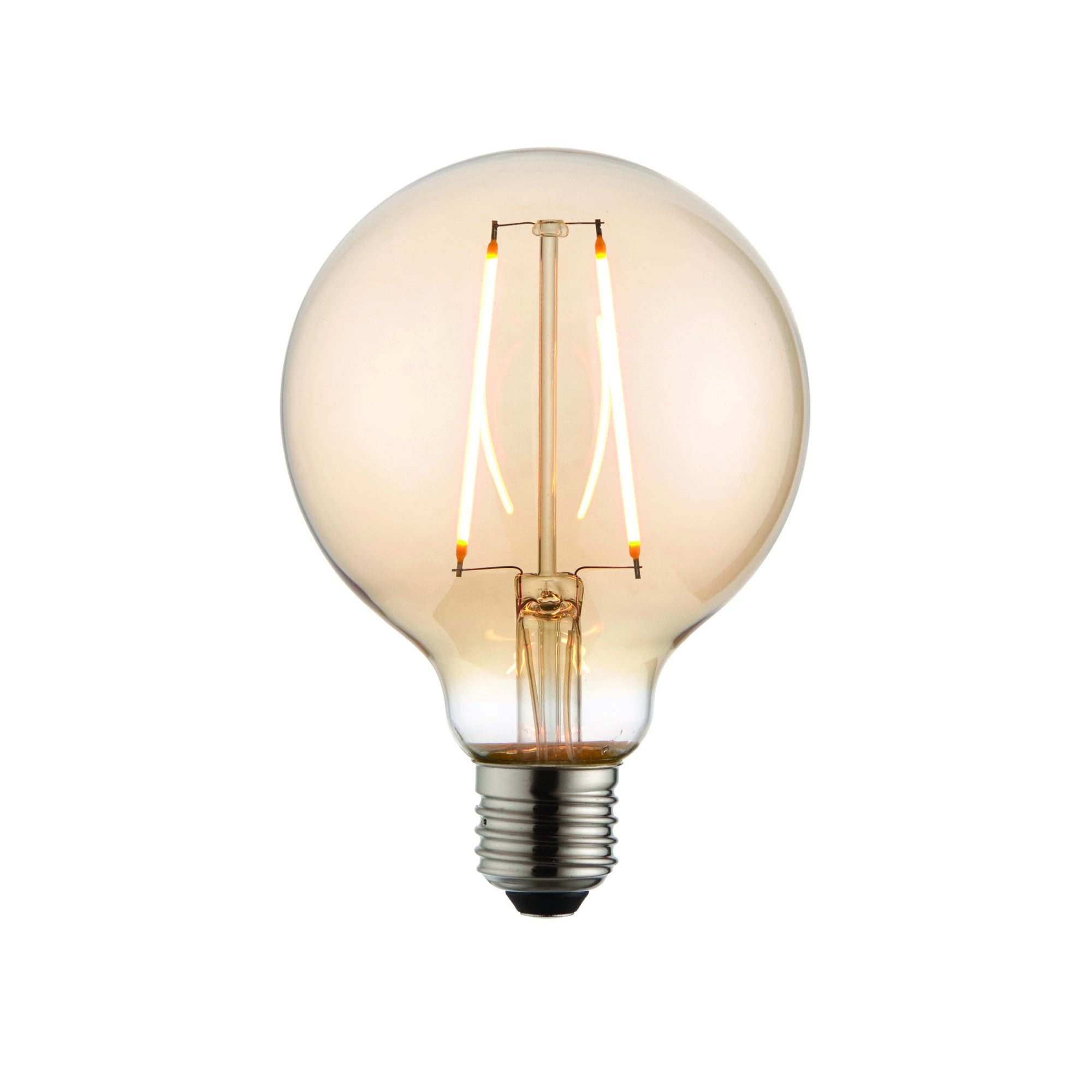 Endon E27 LED 2W 95mm Globe Bulb - 2000K - Non-Dimmable - Amber Glass