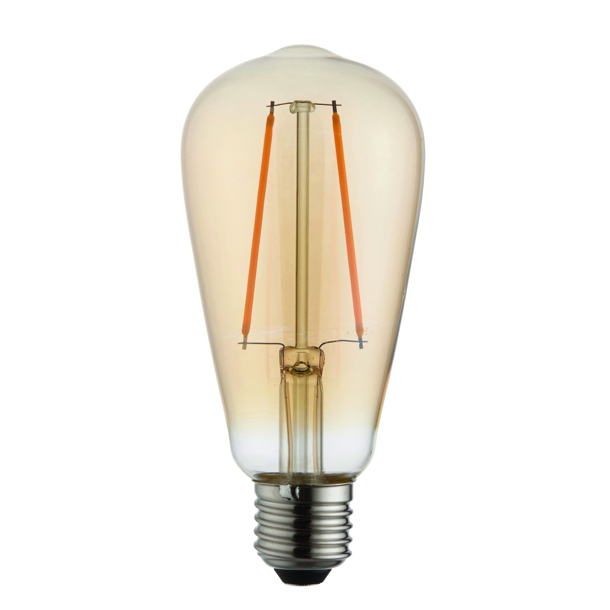 Endon E27 LED 2W Pear Shaped Bulb - 2000K - Non-Dimmable - Amber Glass