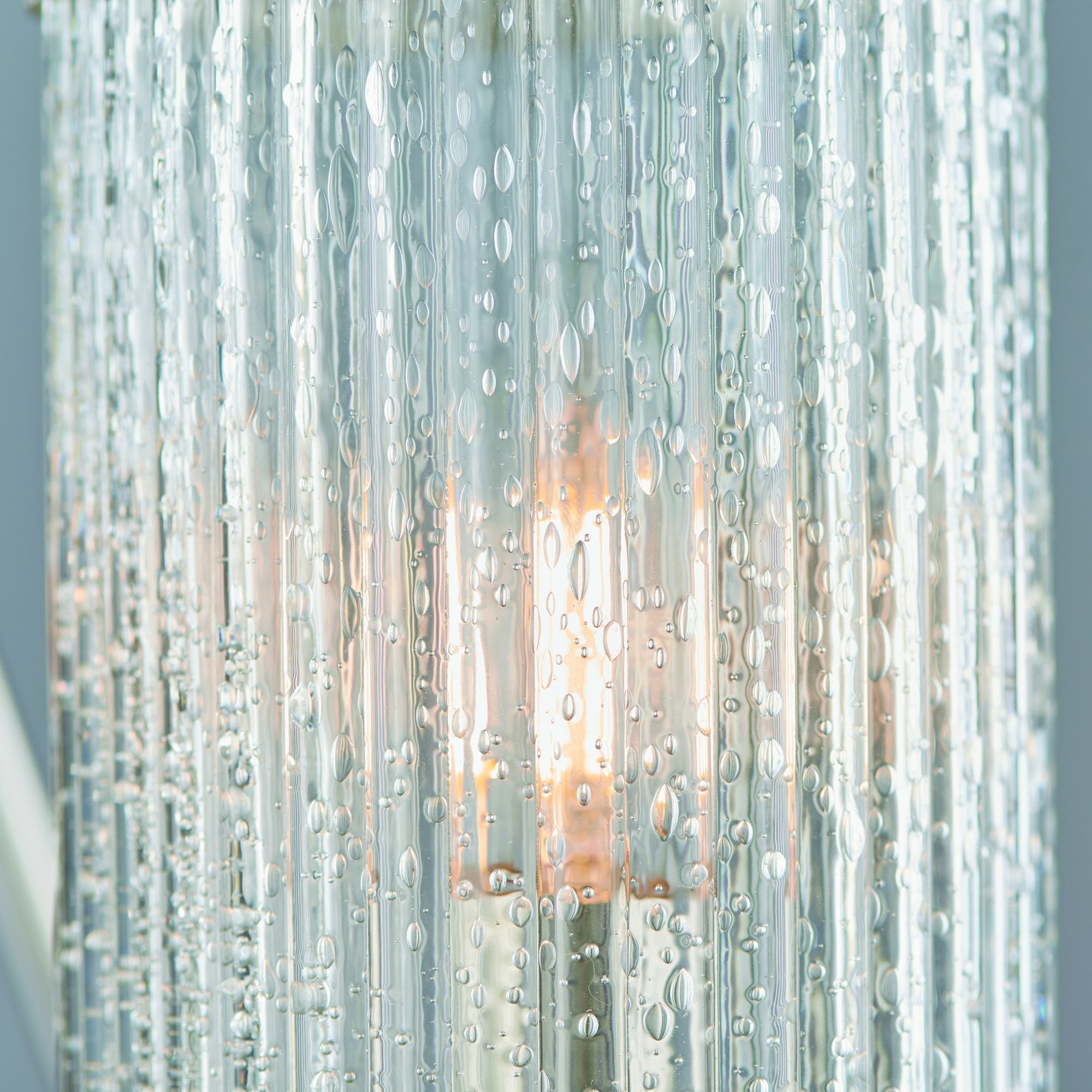 Endon Easton 3 Light Semi Flush Fitting - Bright Nickel Plate & Ribbed Bubble Glass