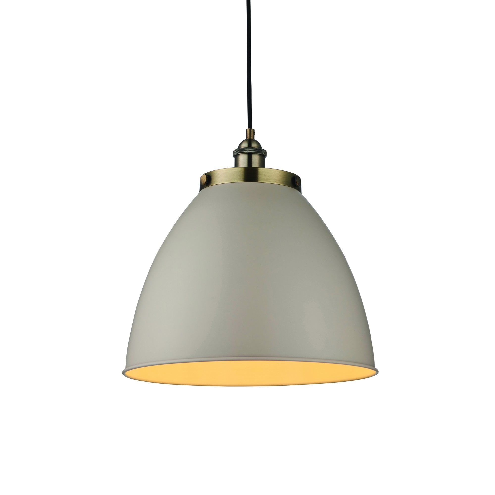 Endon Franklin Large Single Light Pendant - Taupe & Antique Brass Plate