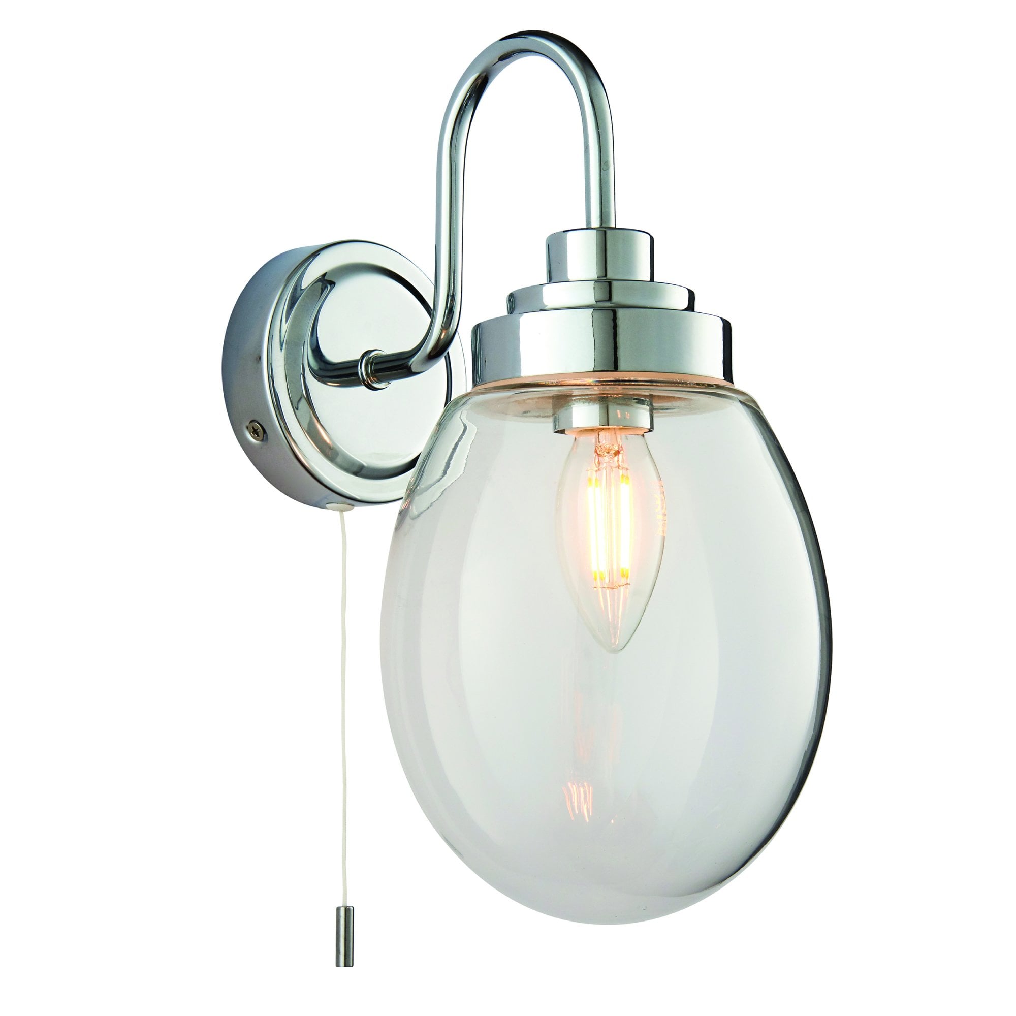 Endon Hampton Single Light Wall Light - Clear Glass & Chrome Plate