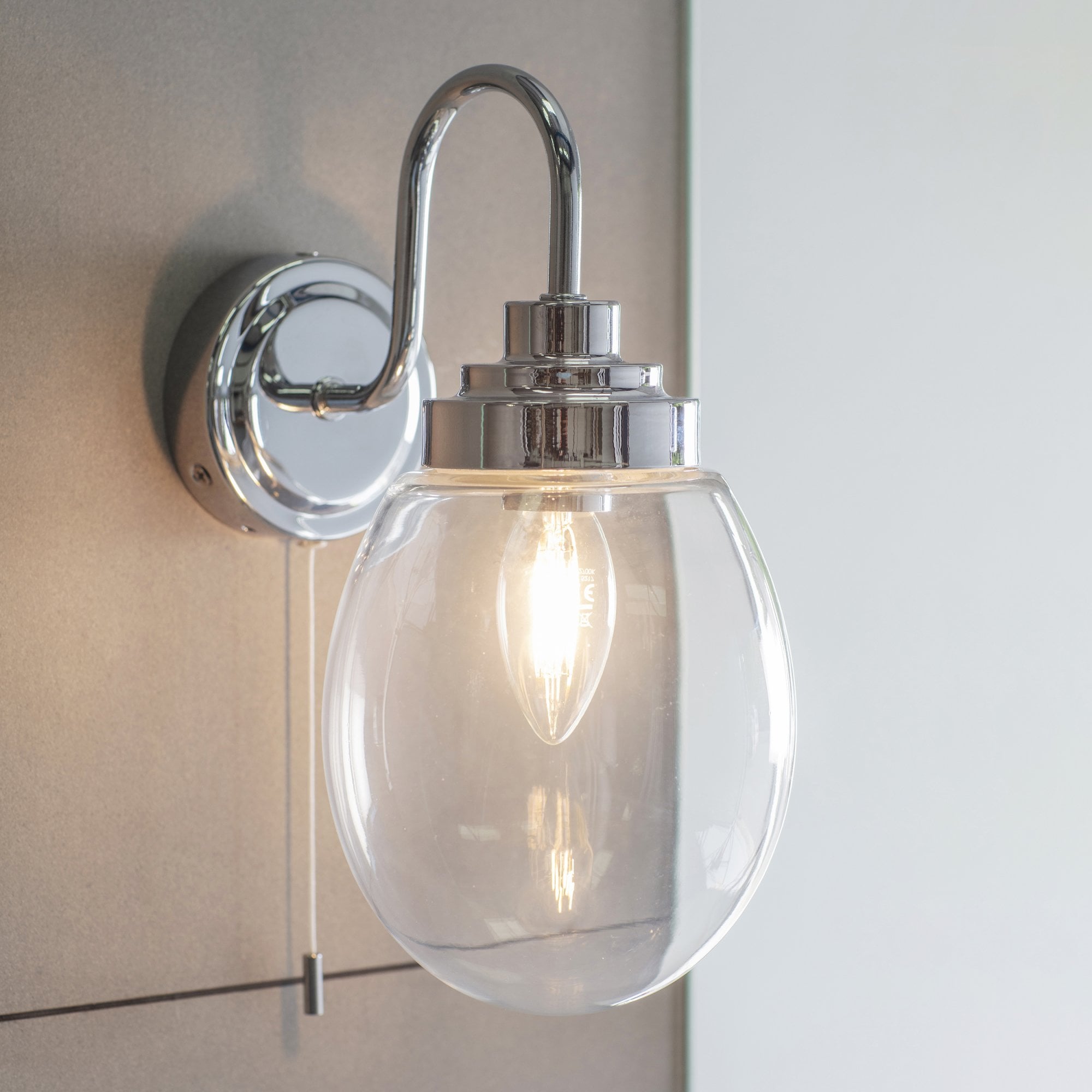 Endon Hampton Single Light Wall Light - Clear Glass & Chrome Plate
