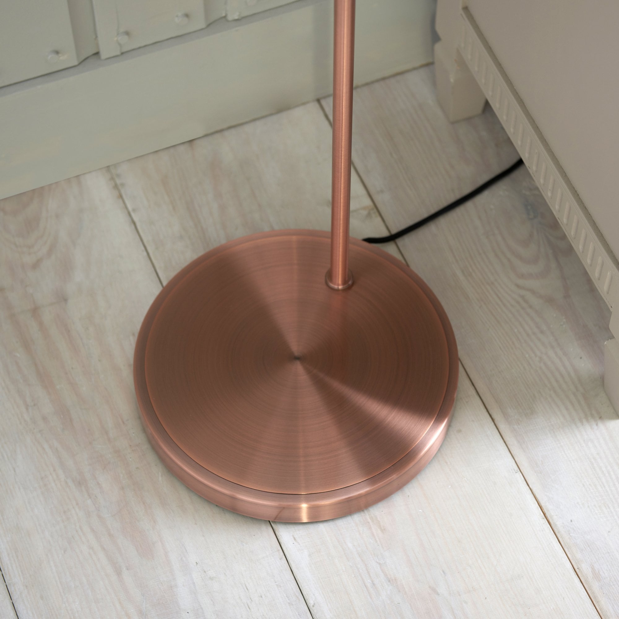Endon Hansen Single Light Floor Lamp - Aged Copper Plate & Clear Glass