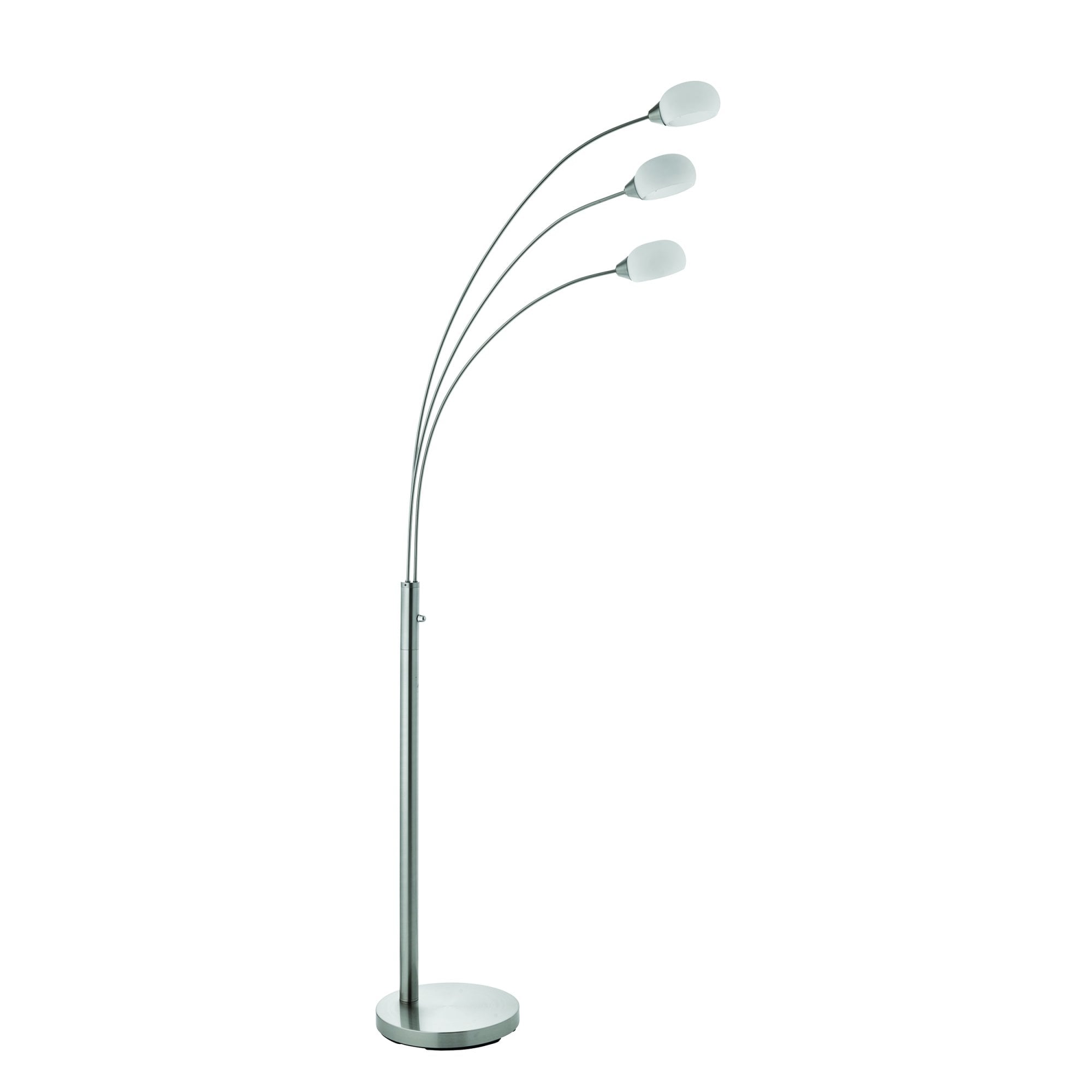 Endon Jaspa 3 Light Floor Lamp - Satin Nickel Plate & White Glass