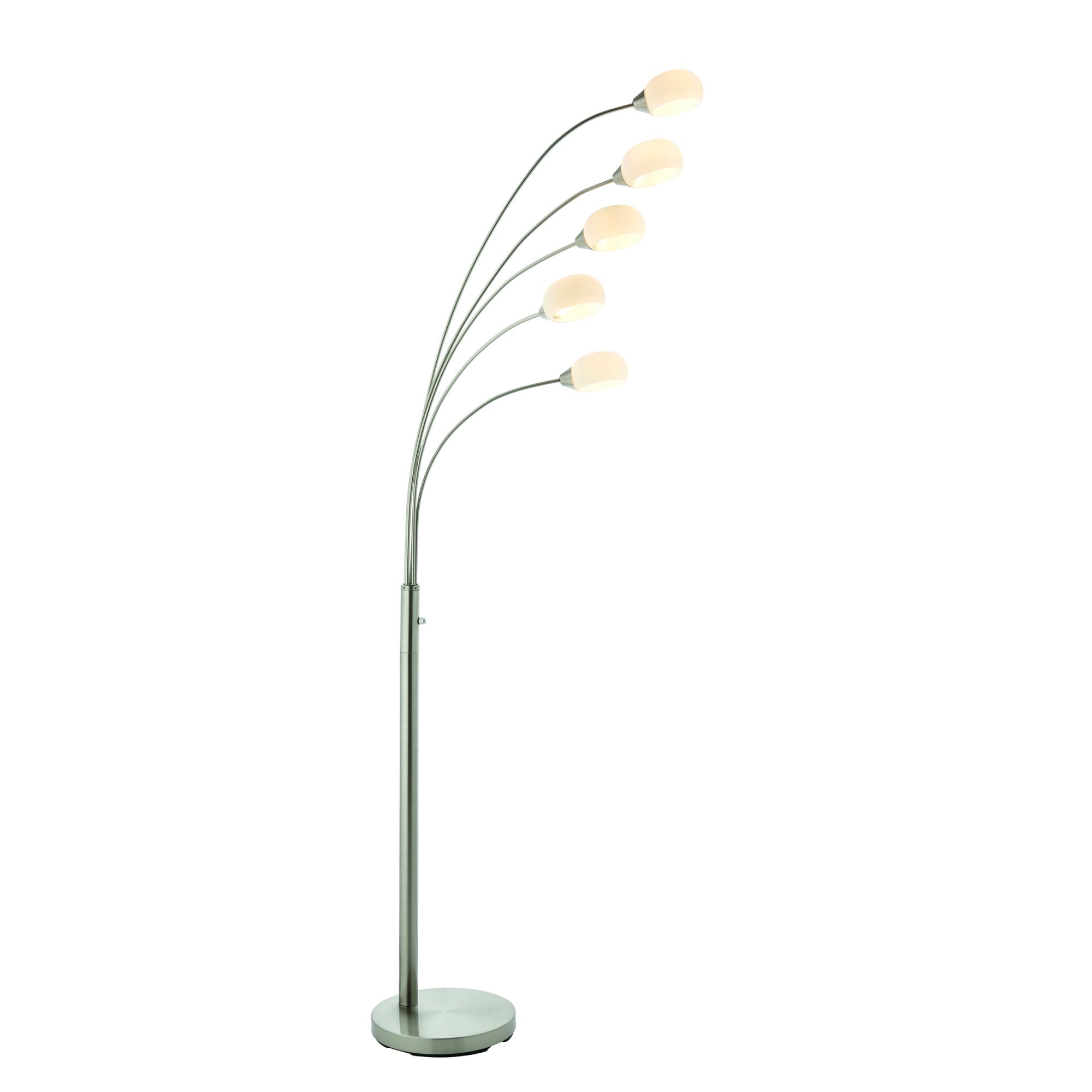 Endon Jaspa 5 Light Floor Lamp - Satin Nickel Plate & White Glass