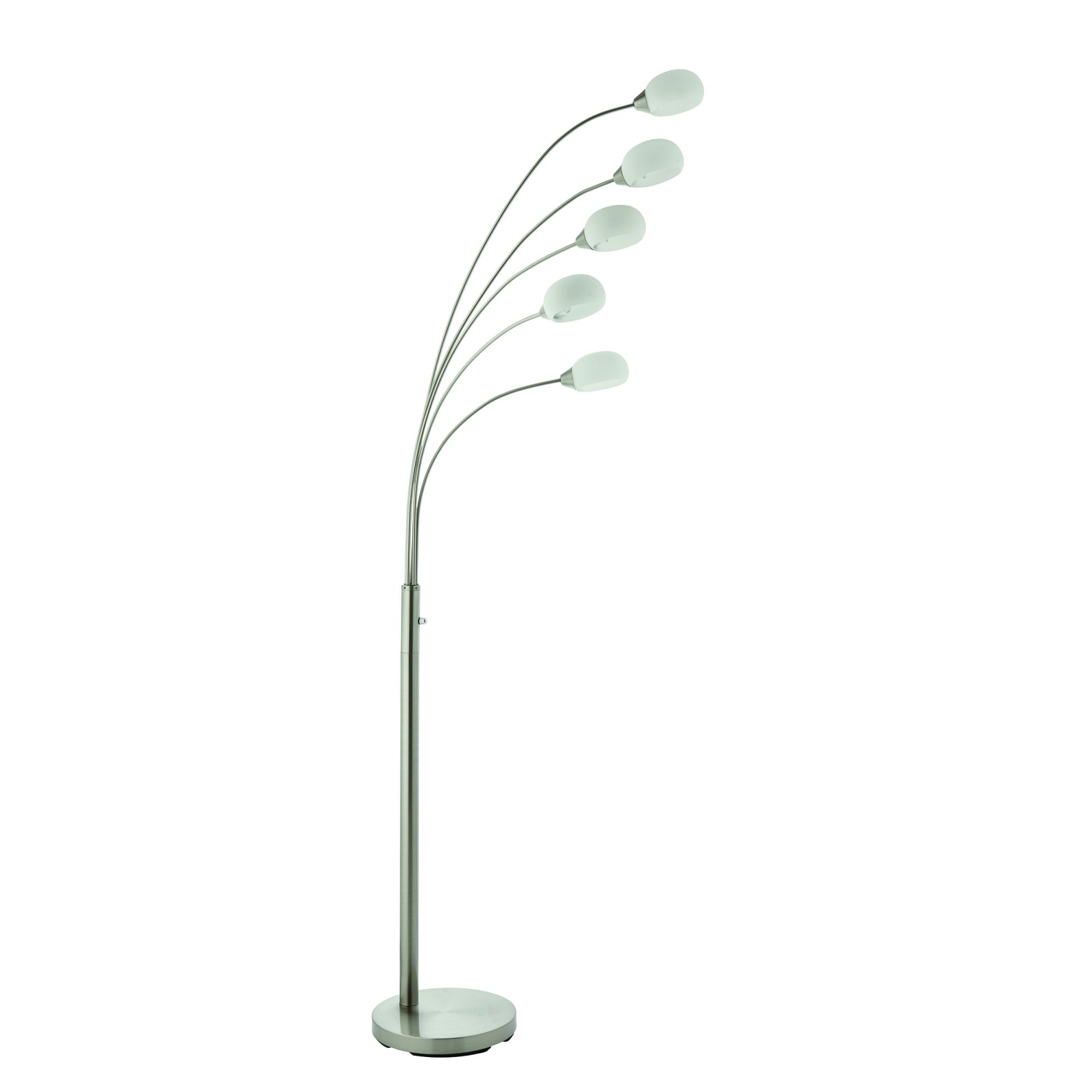 Endon Jaspa 5 Light Floor Lamp - Satin Nickel Plate & White Glass