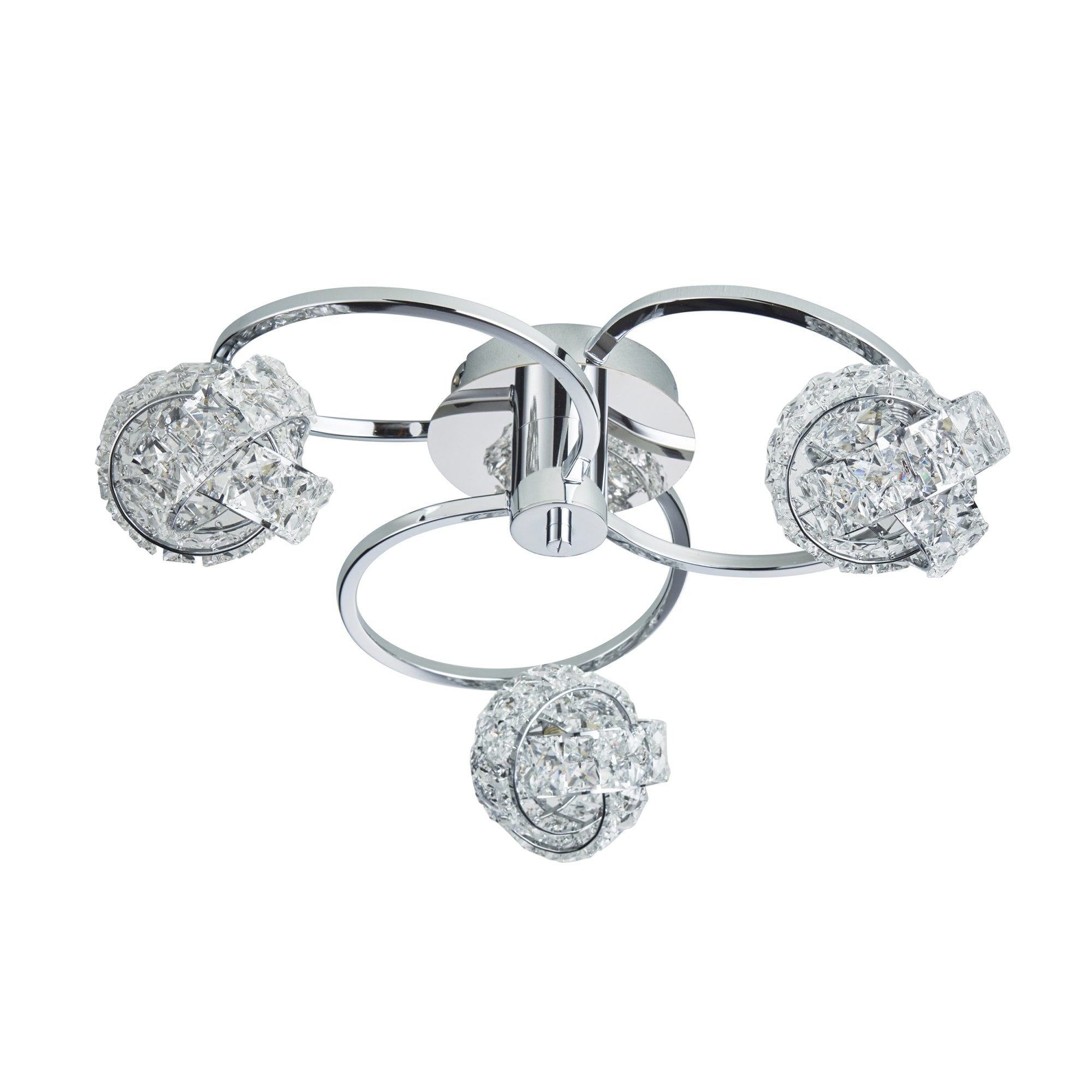 Endon Talia 3 Light Semi Flush Fitting - Chrome Plate & Clear Crystal