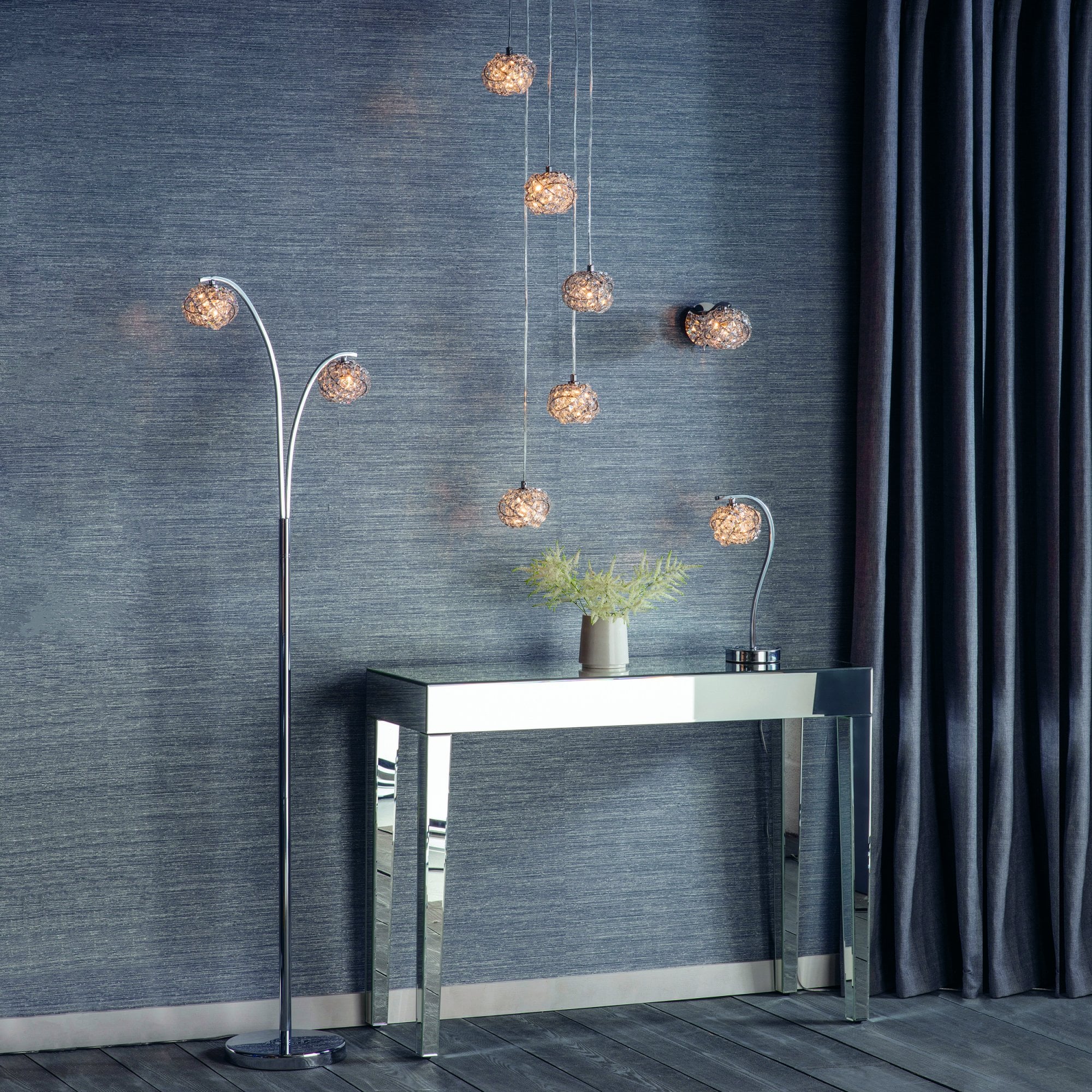 Endon Talia 5 Light Pendant - Chrome Plate & Clear Crystal