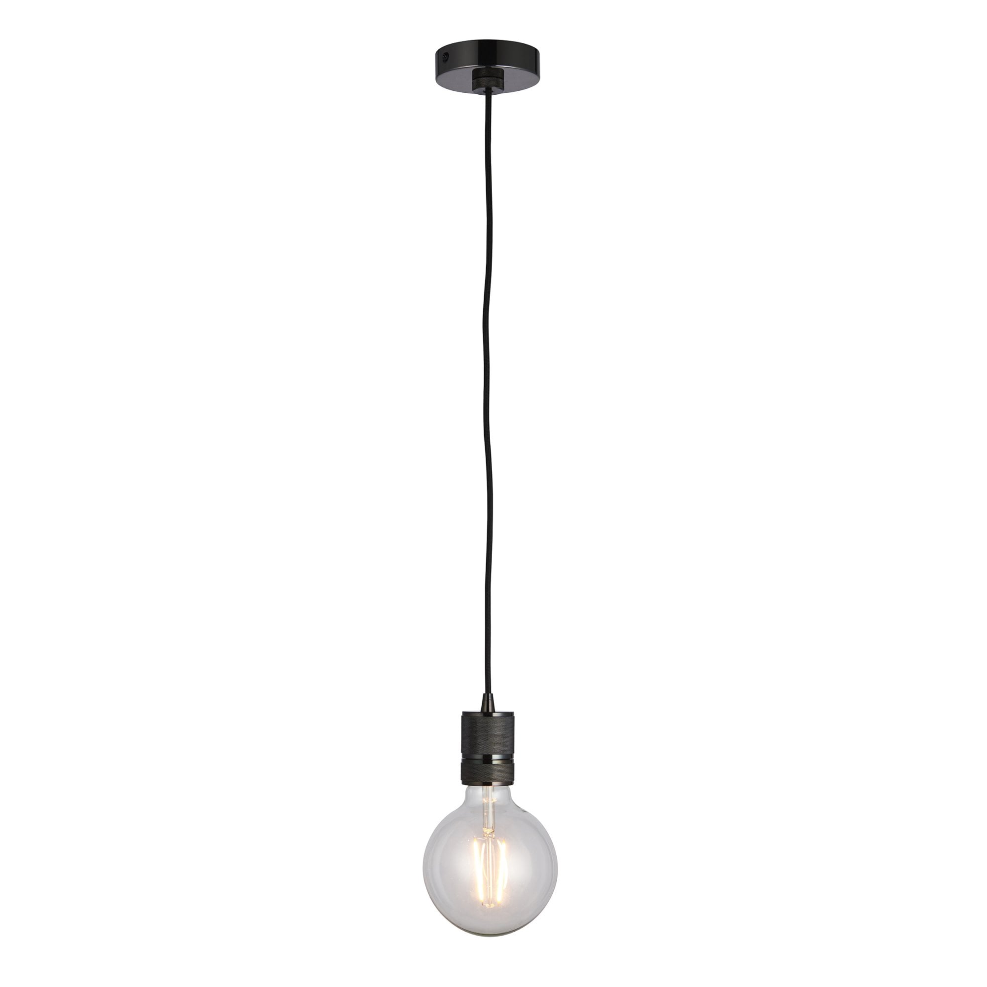 Endon Urban Single Light Pendant - Black Chrome Plate