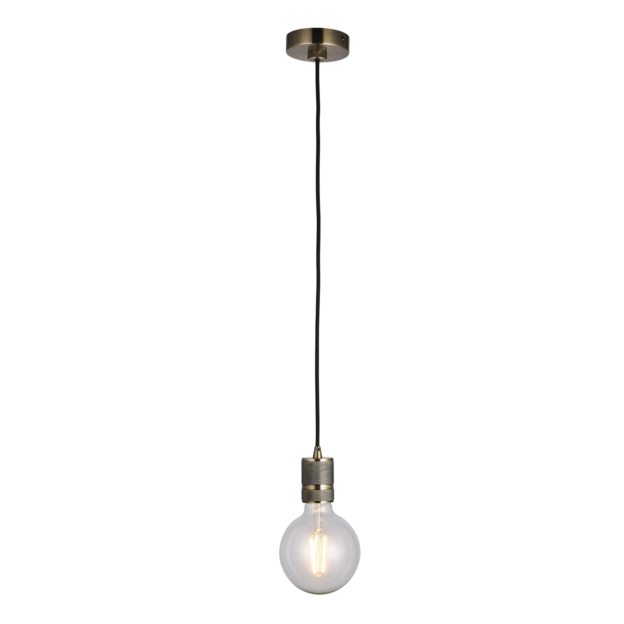 Endon Urban Single Light Pendant - Antique Brass Plate