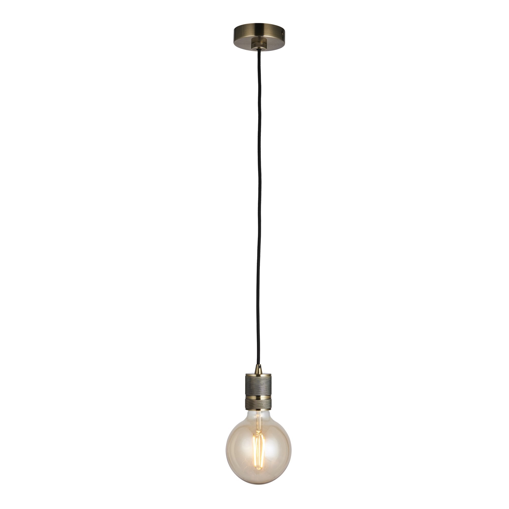 Endon Urban Single Light Pendant - Antique Brass Plate