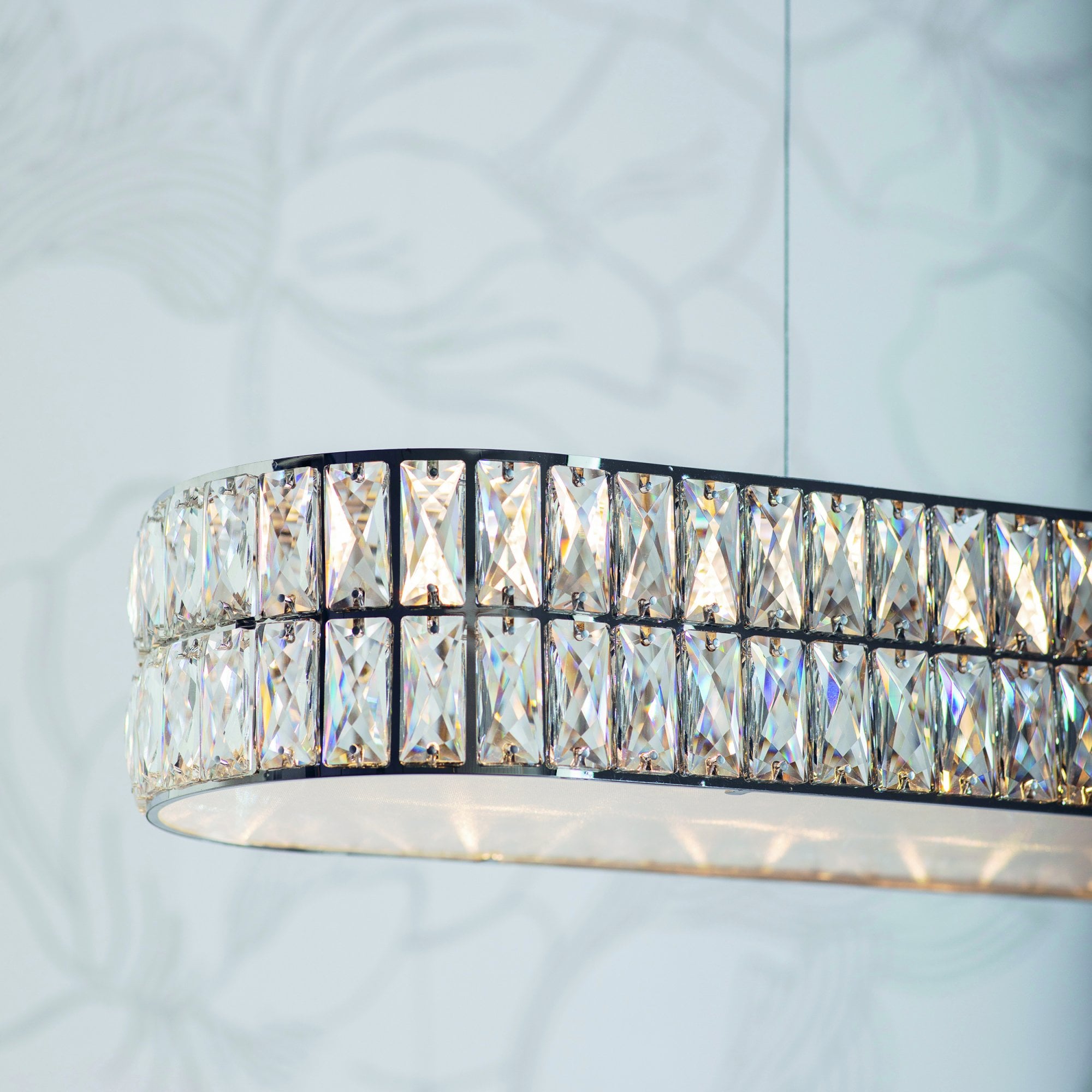 Endon Verina 5 Light Linear Pendant - Clear Crystal & Chrome Plate