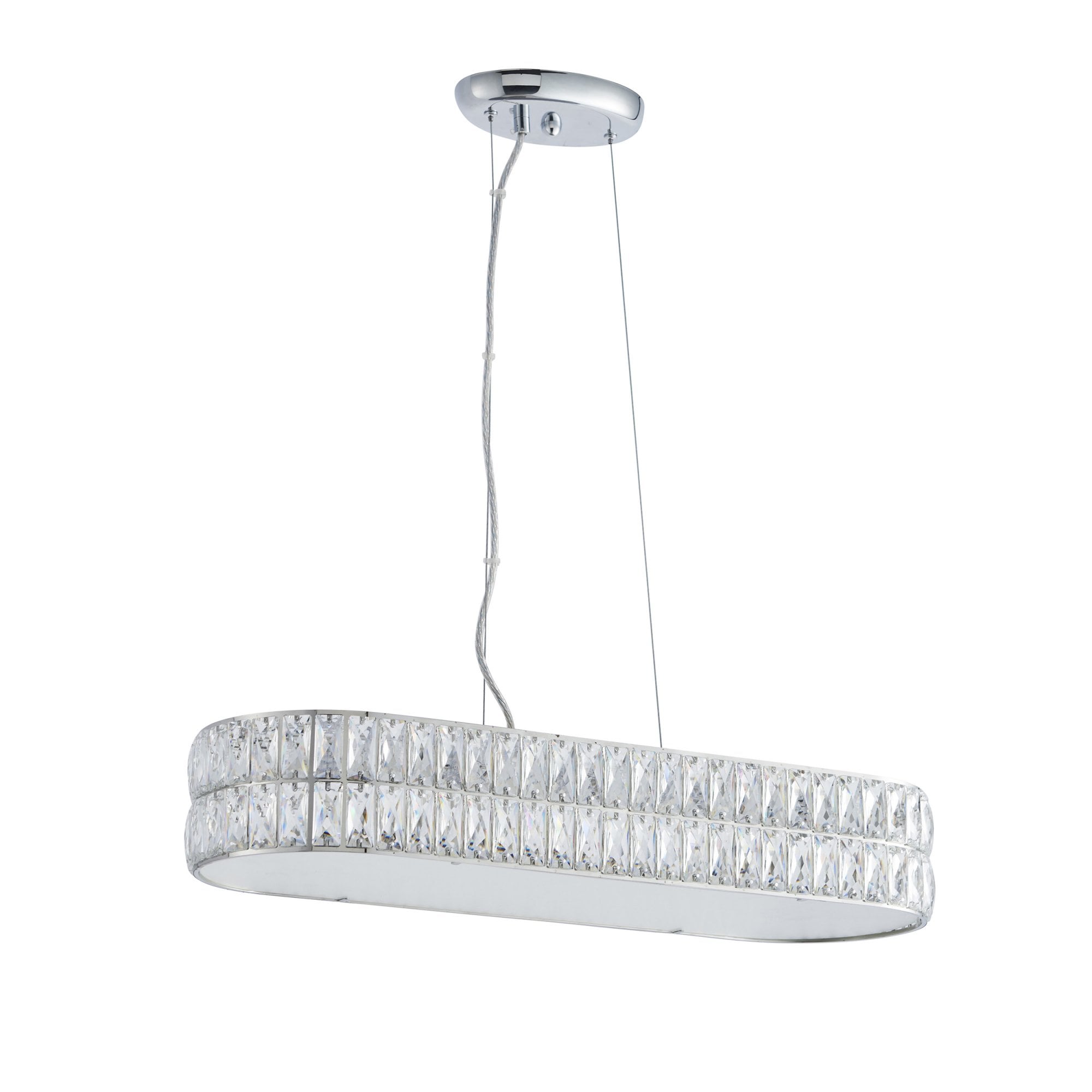 Endon Verina 5 Light Linear Pendant - Clear Crystal & Chrome Plate