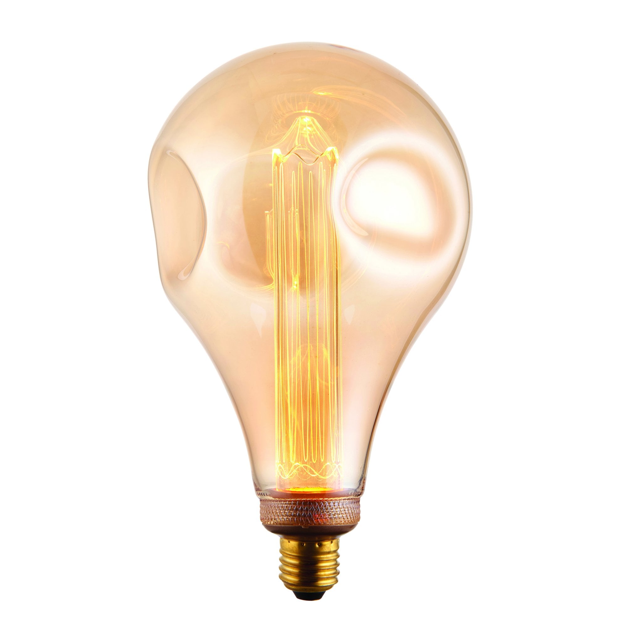 Endon XL E27 LED 2.5W Dimple Globe Bulb - 2300K - Non-Dimmable - Amber Glass