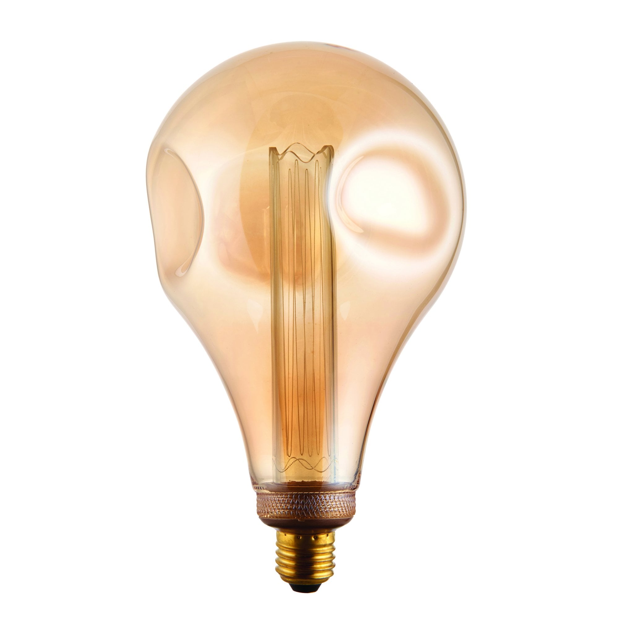 Endon XL E27 LED 2.5W Dimple Globe Bulb - 2300K - Non-Dimmable - Amber Glass