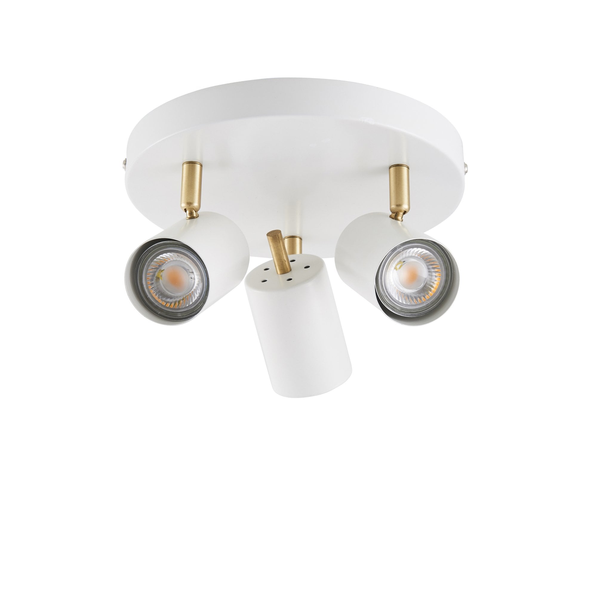 Endon Gull 3 Light Spot Light - Matt White Paint & Satin Brass Plate