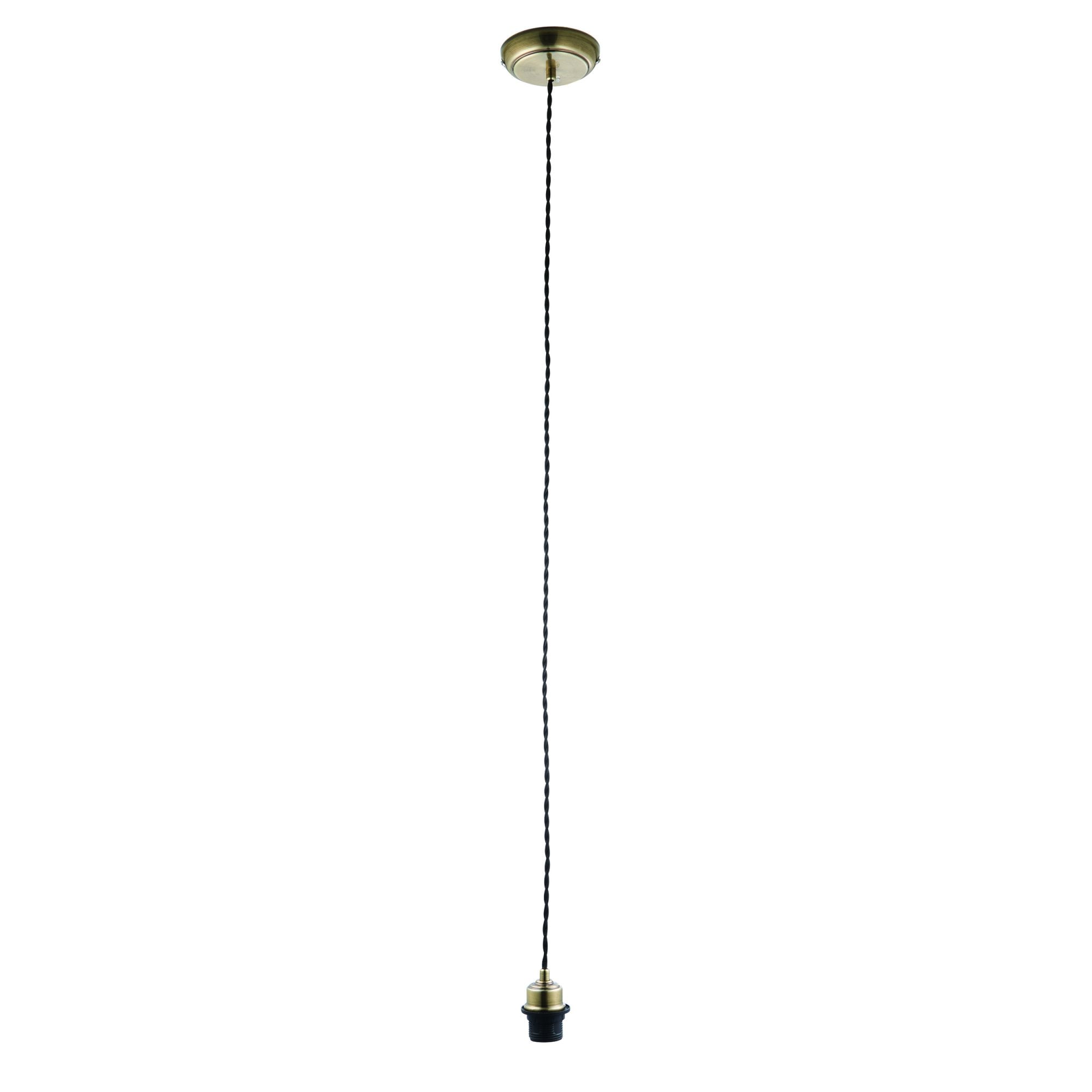 Endon Cable Set Single Light Pendant - Antique Brass Plate