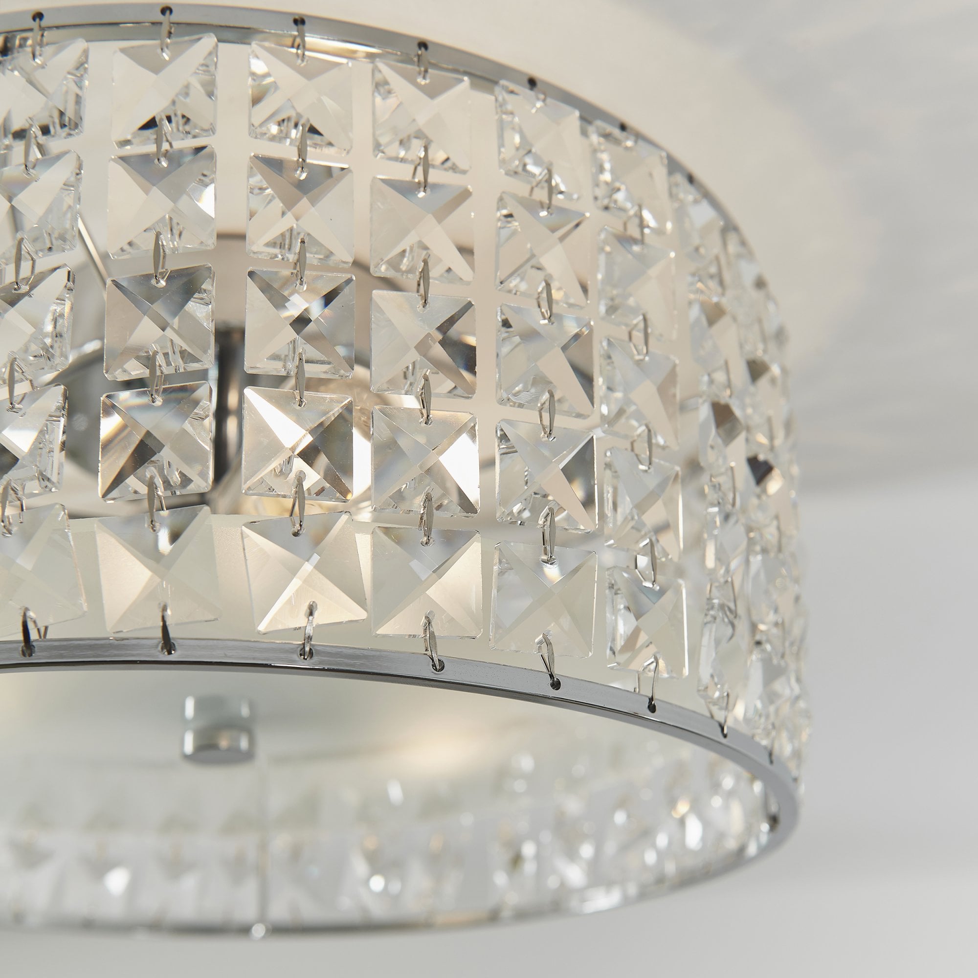 Endon Belfont 3 Light Flush Fitting - Clear Crystal & Chrome Plate